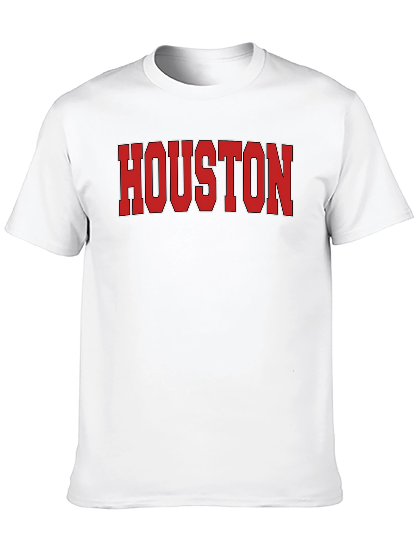 Houston Text Print Crew Neck Short Sleeve T-Shirt