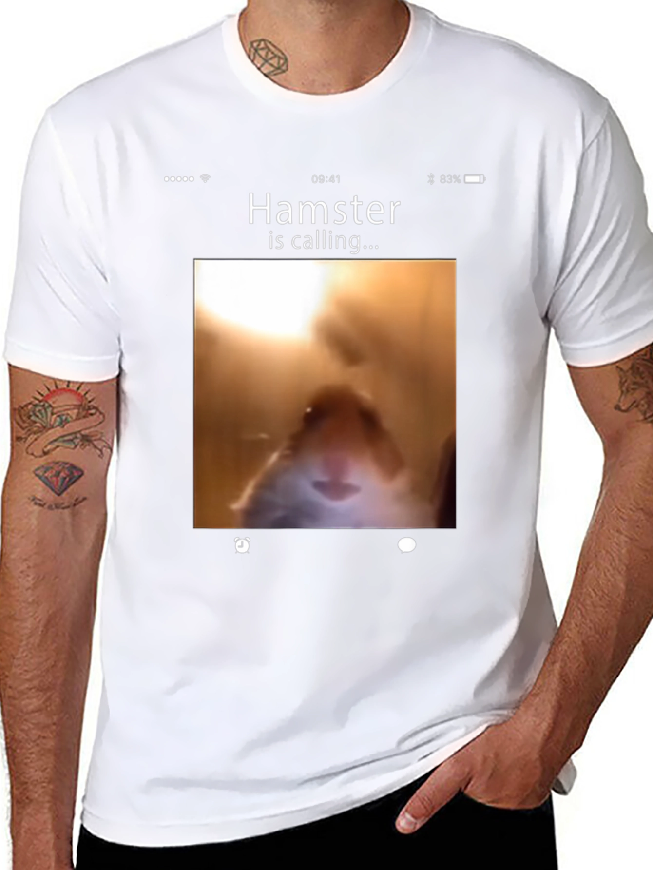 Hamster Calling Graphic T-Shirt - Novelty Tee