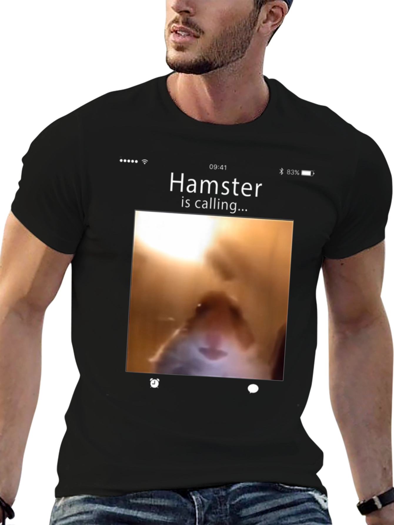 Hamster Calling Graphic T-Shirt - Novelty Tee