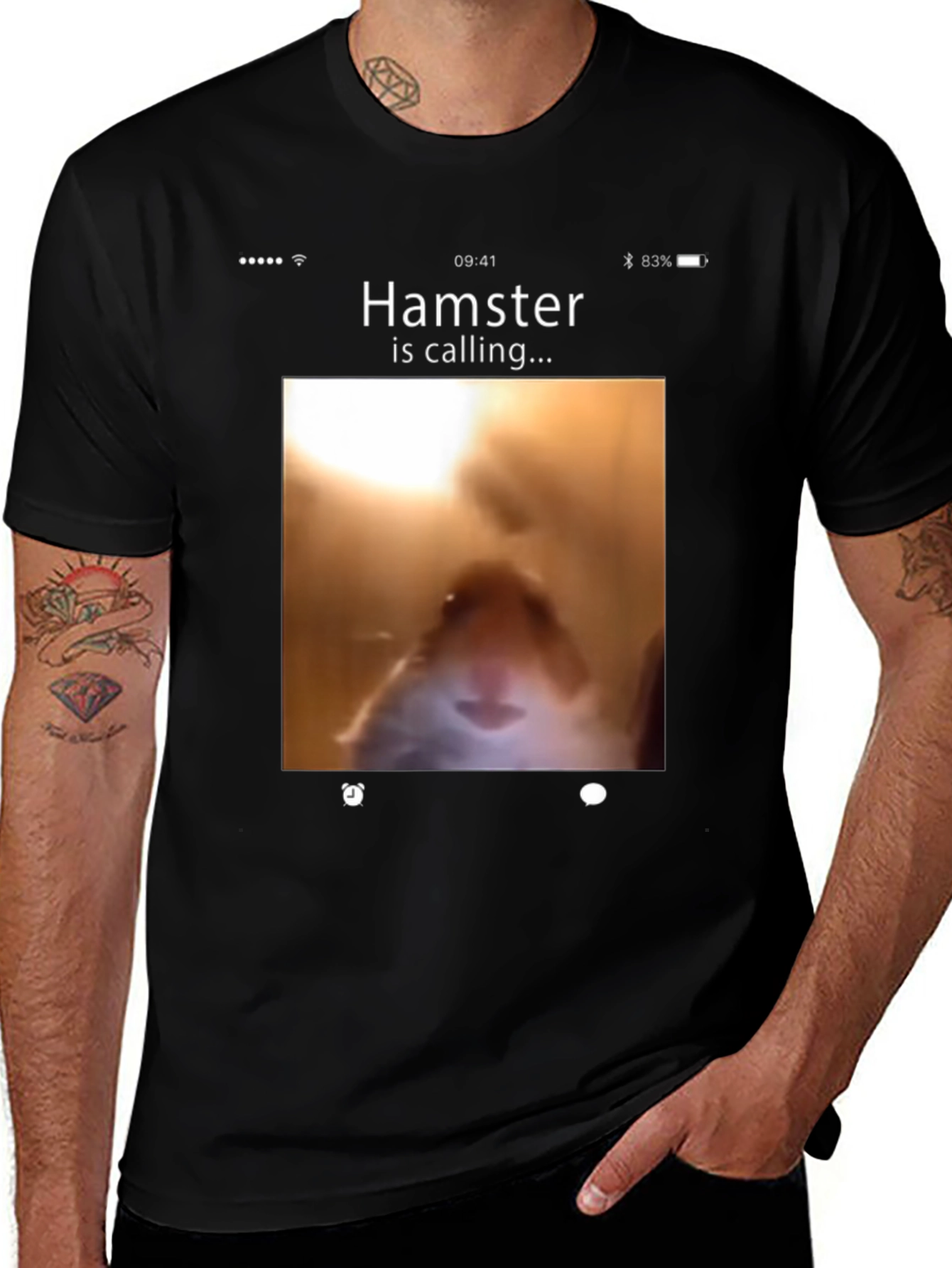 Hamster Calling Graphic T-Shirt - Novelty Tee