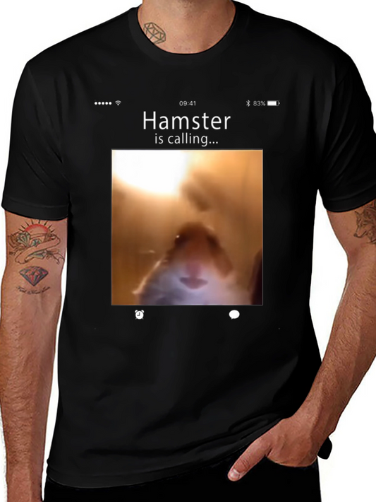 Hamster Calling Graphic T-Shirt - Novelty Tee