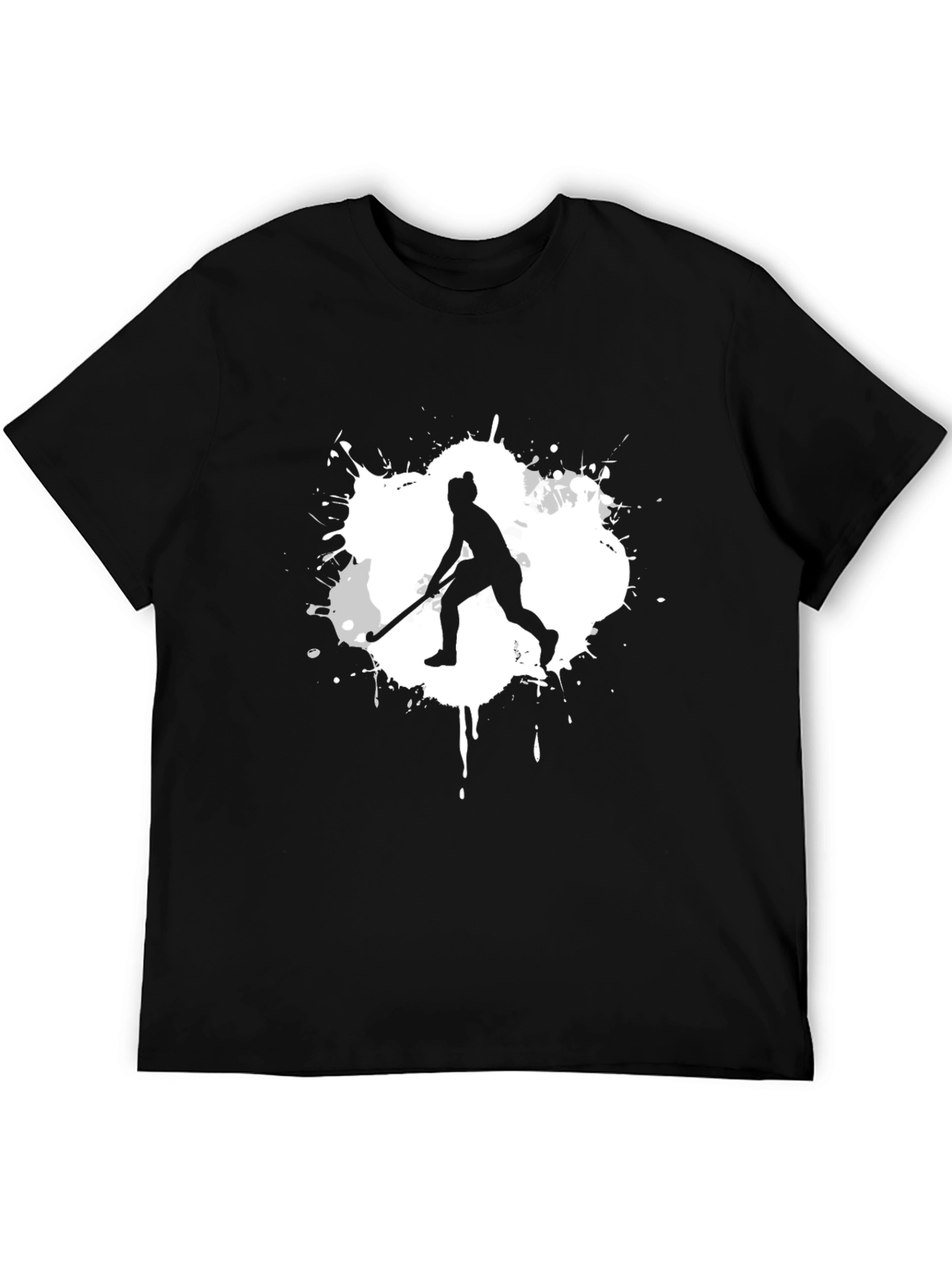 Hockey Player Graphic Tee - Sporty Black T-Shirt