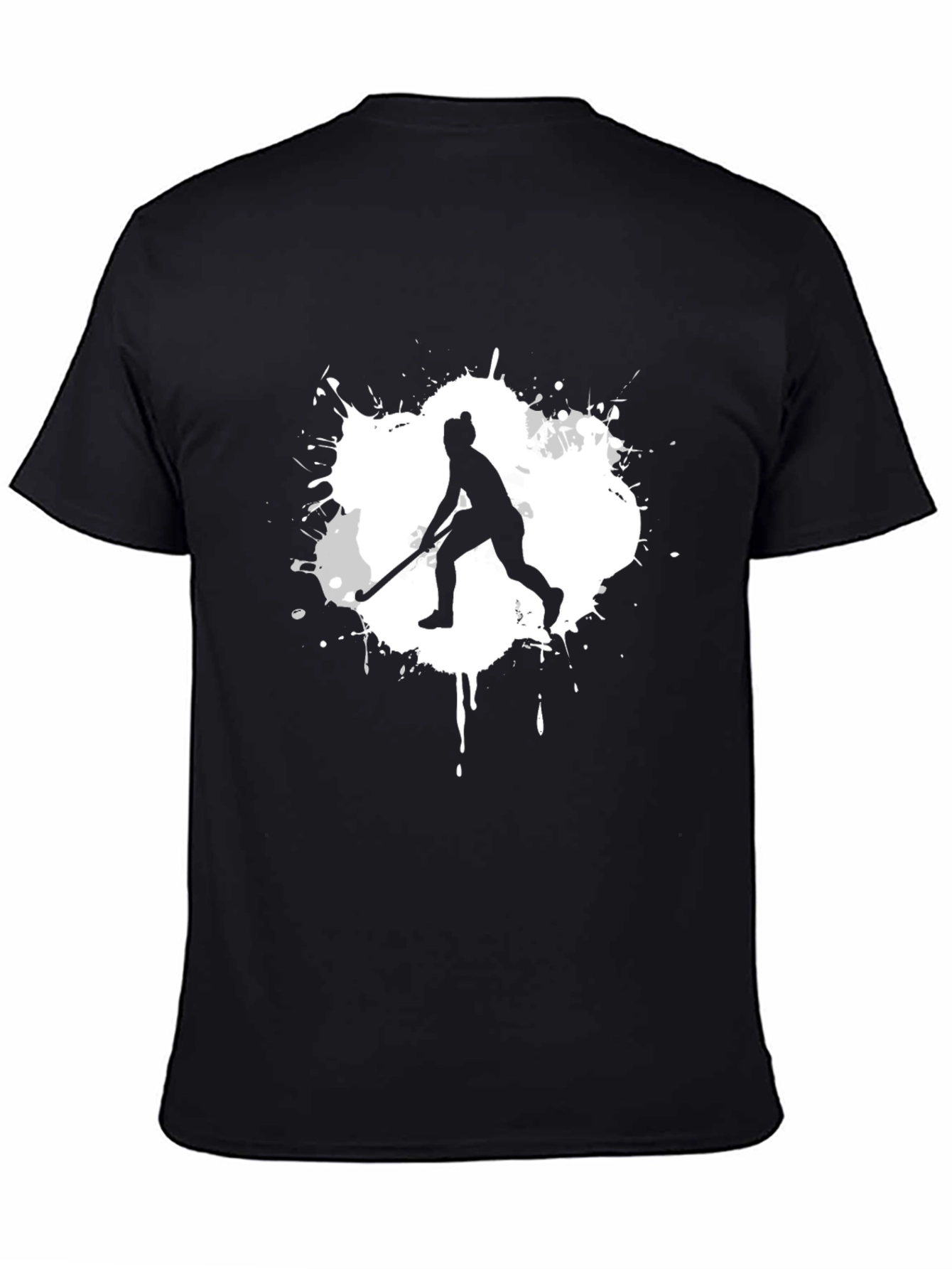 Hockey Player Graphic Tee - Sporty Black T-Shirt