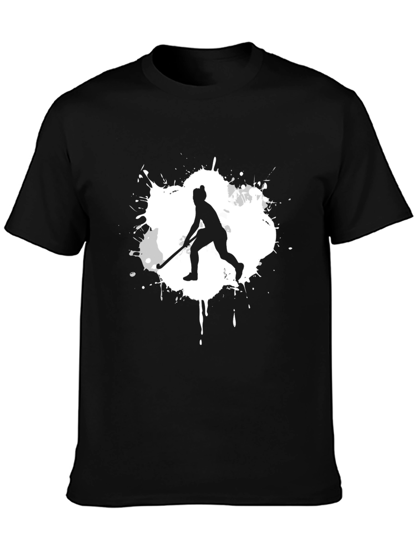 Hockey Player Graphic Tee - Sporty Black T-Shirt