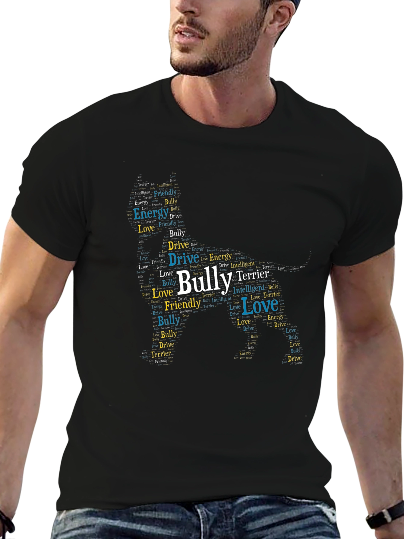 Bully Terrier Word Art Graphic T-Shirt