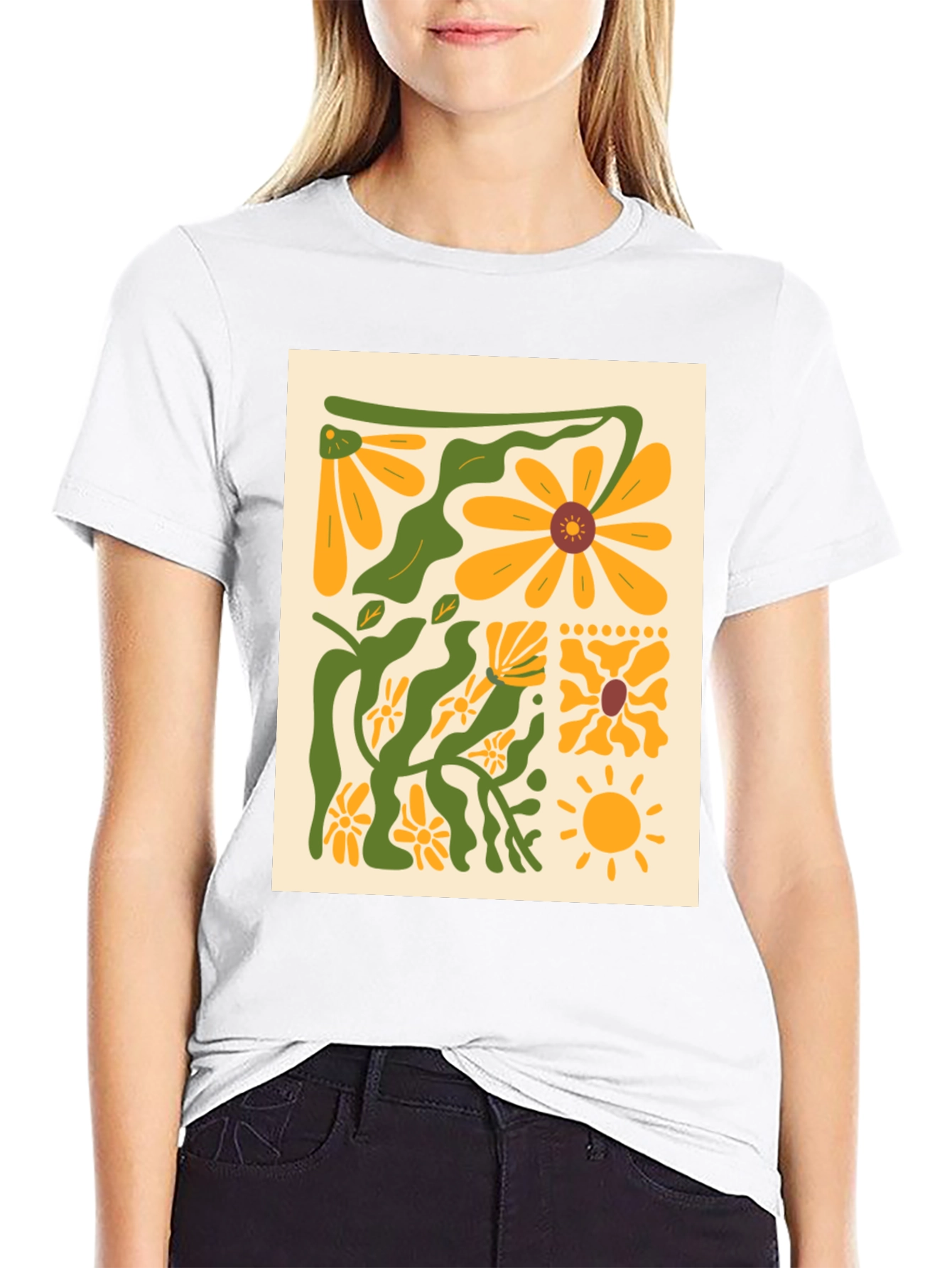 Floral Print Graphic Tee - Retro Style