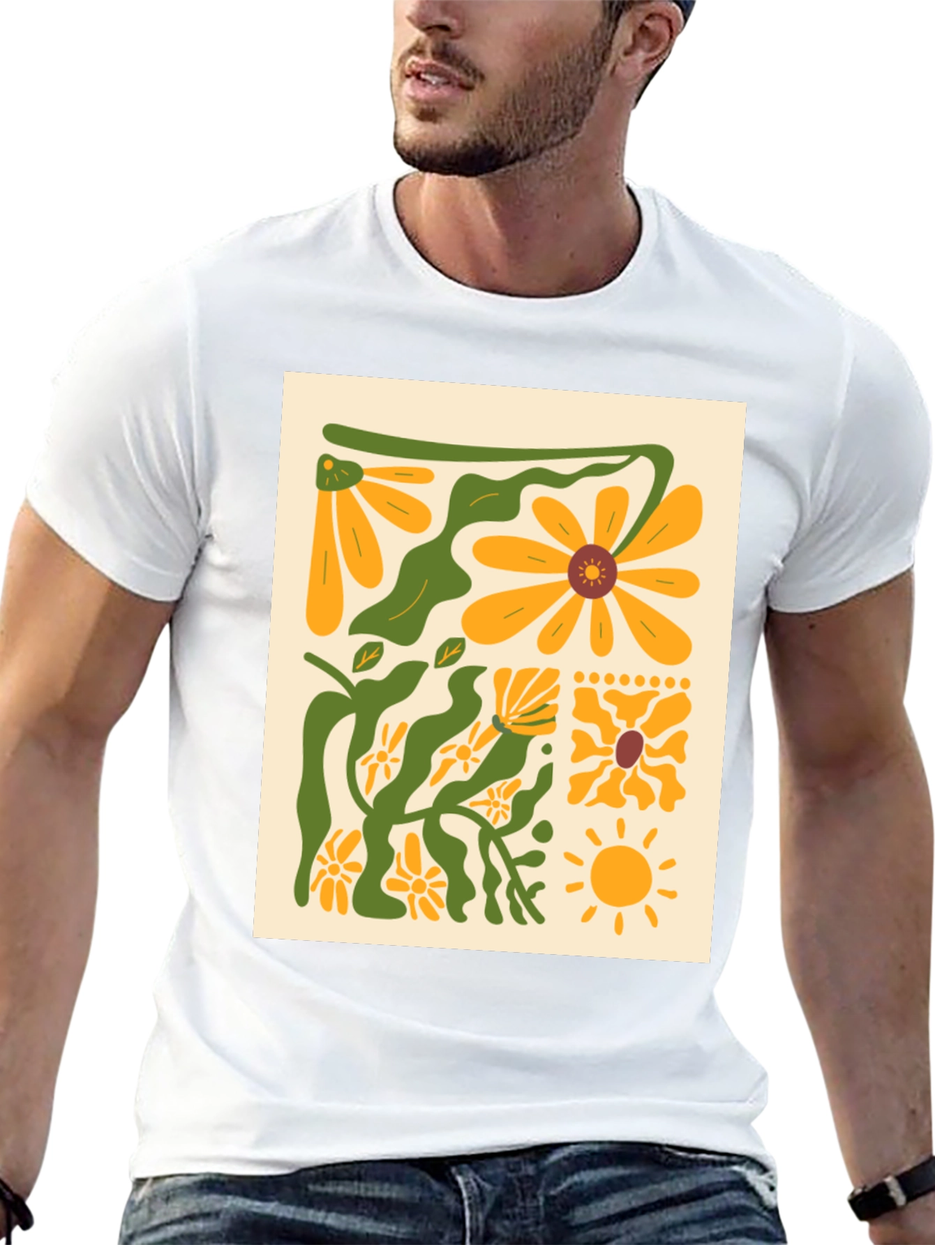 Floral Print Graphic Tee - Retro Style