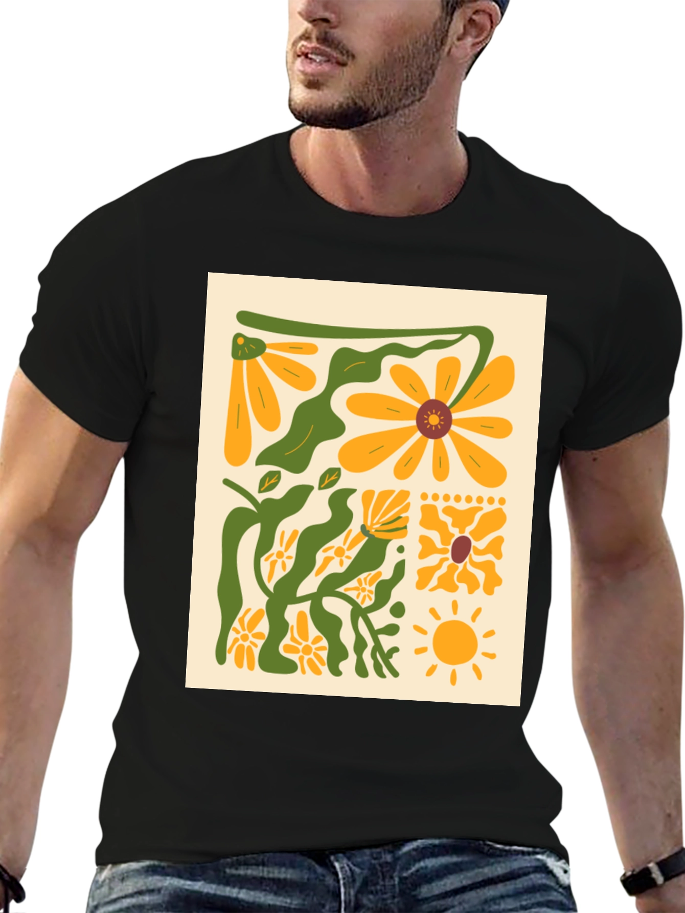 Floral Print Graphic Tee - Retro Style