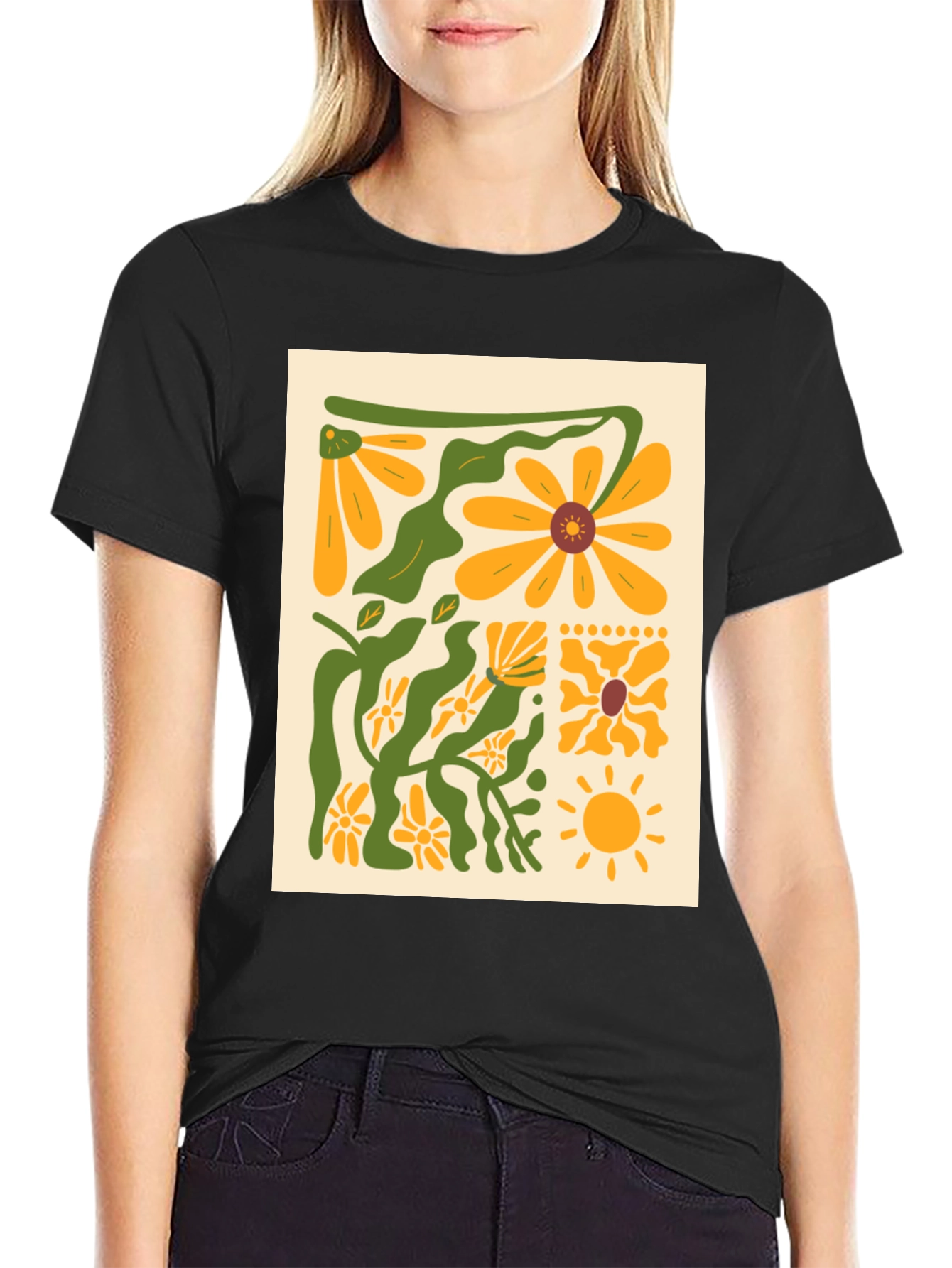 Floral Print Graphic Tee - Retro Style
