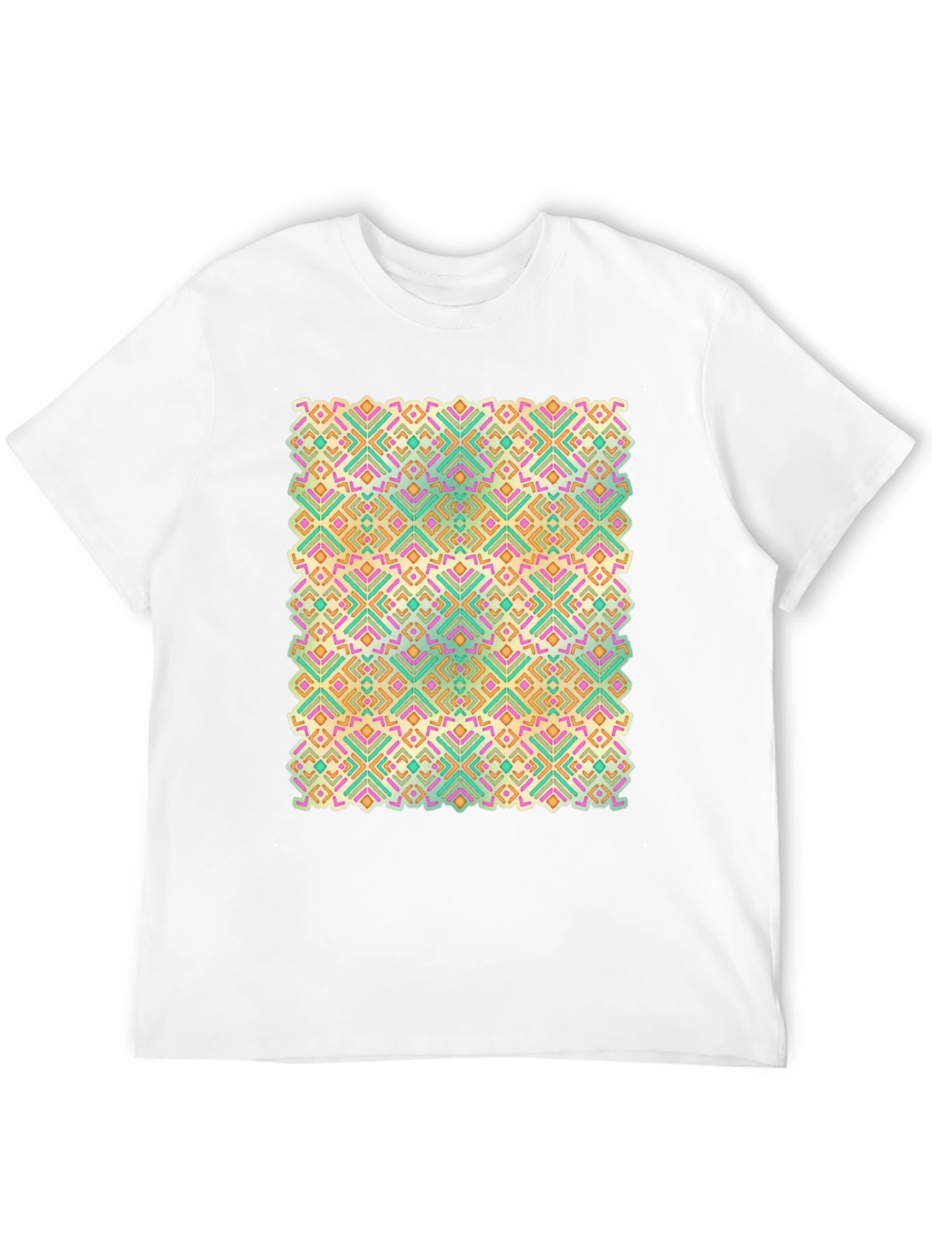Geometric Pattern Black Crew Neck T-Shirt