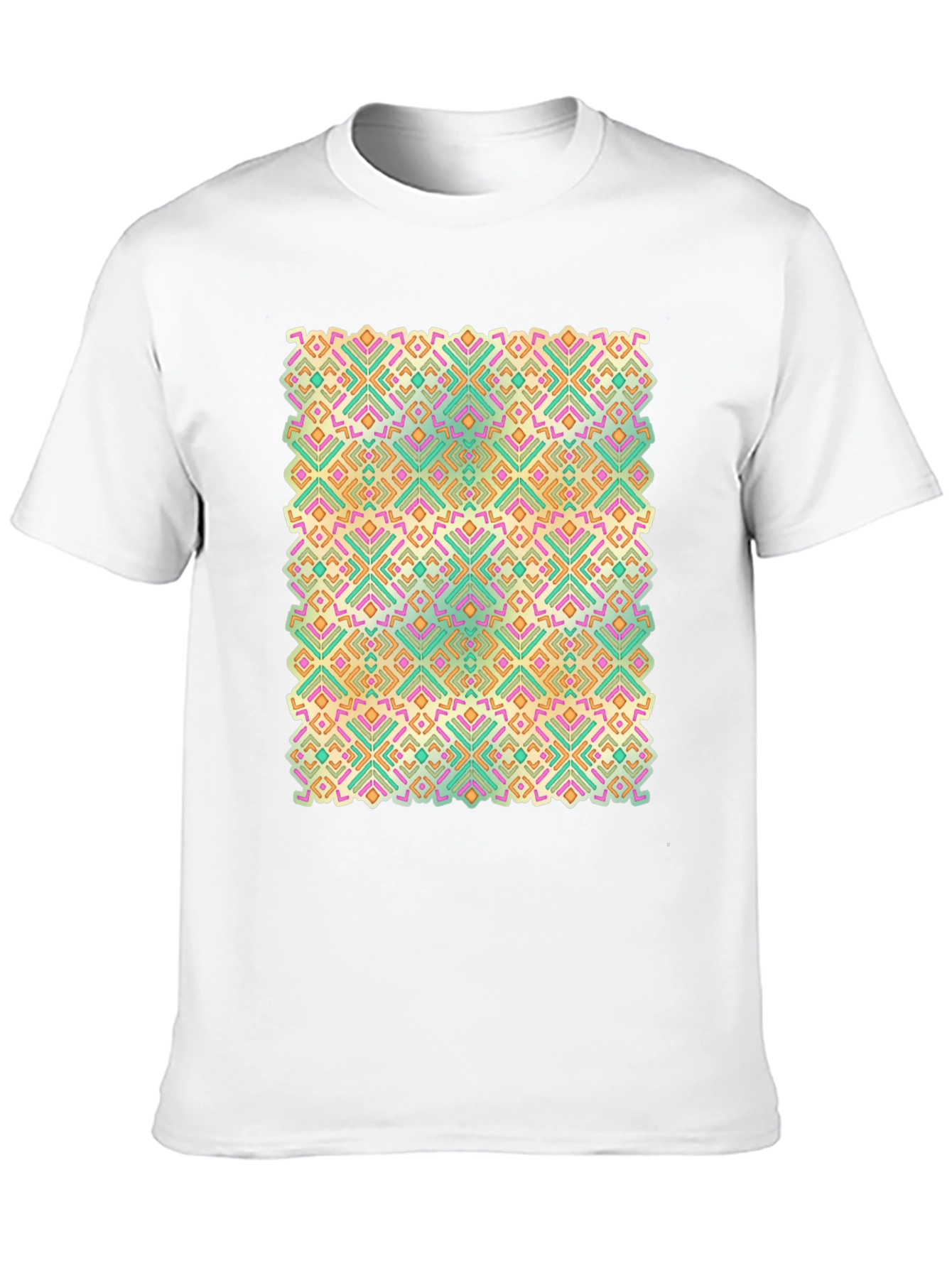 Geometric Pattern Black Crew Neck T-Shirt