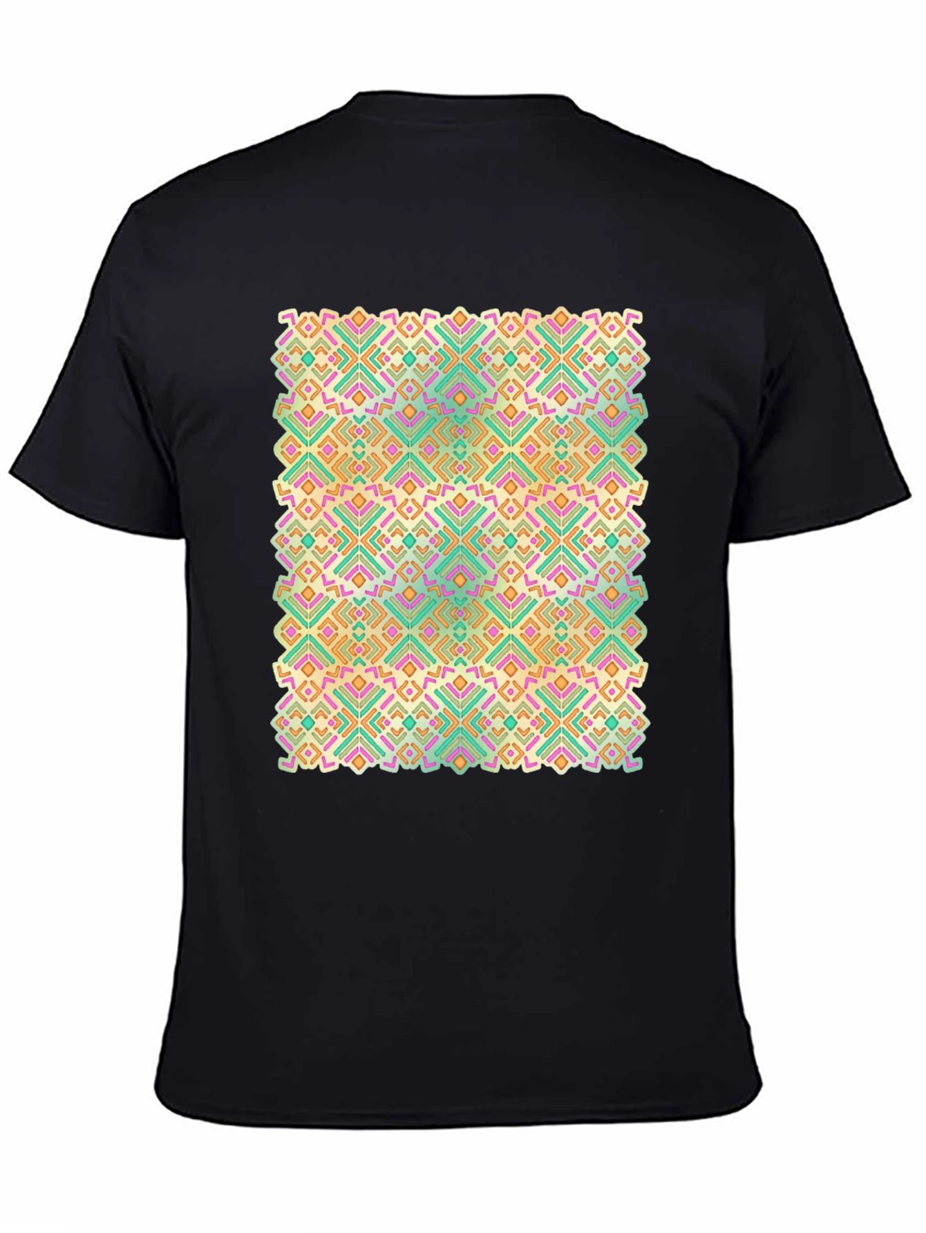 Geometric Pattern Black Crew Neck T-Shirt