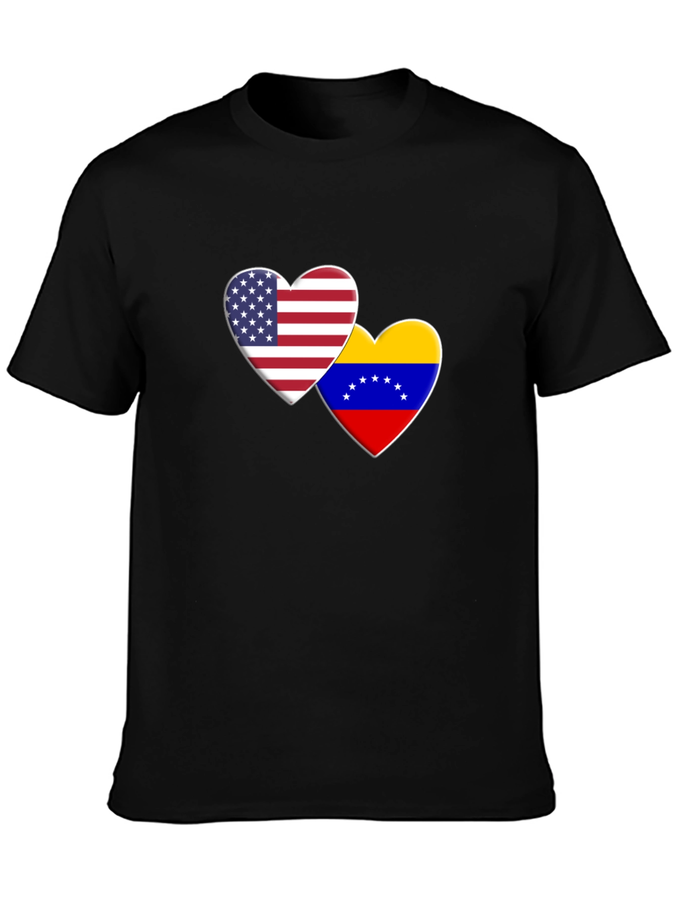 USA Venezuela Heart Flag Graphic T-Shirt