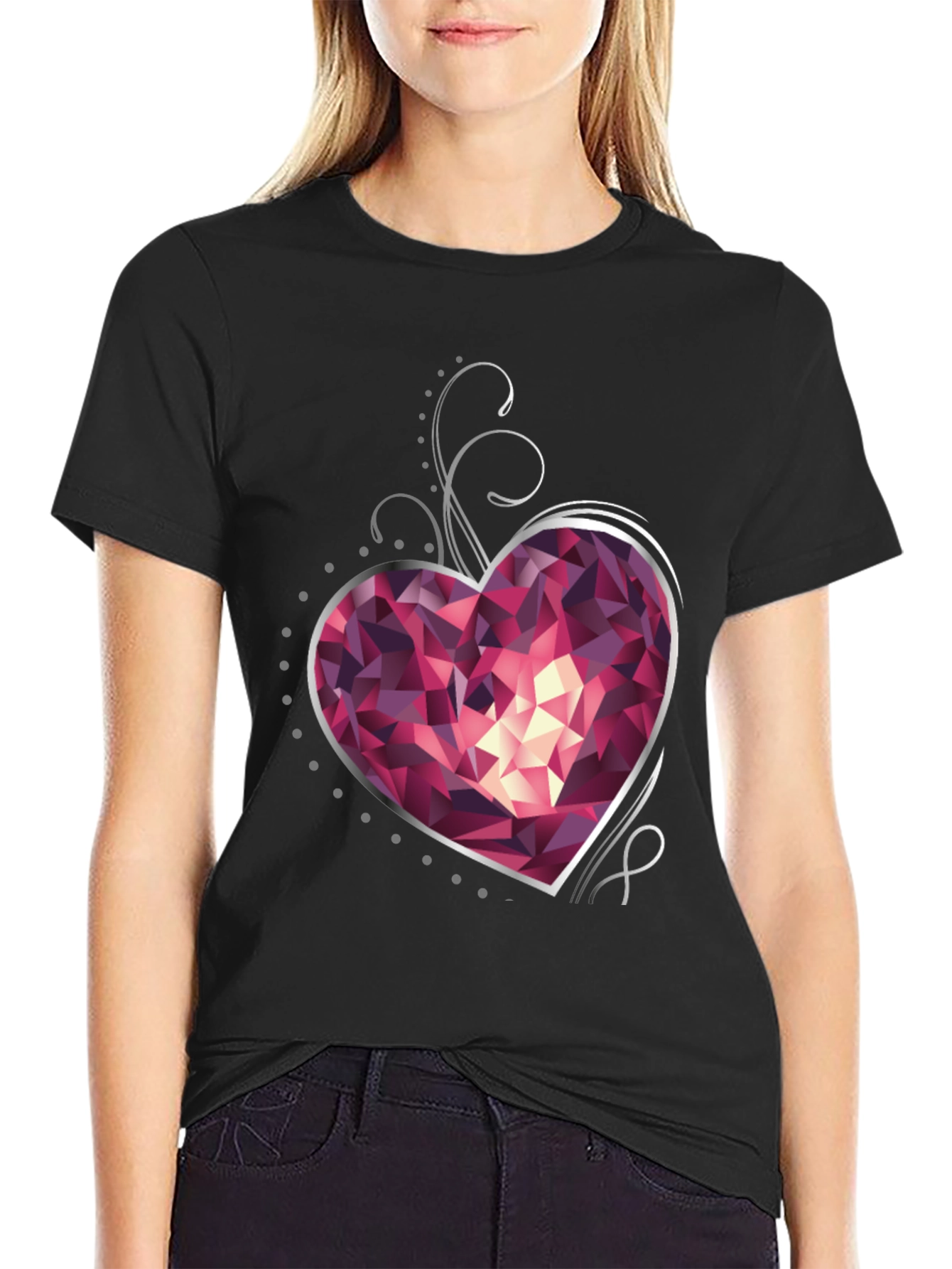 Gemstone Heart Graphic T-Shirt - Stylish & Unique Design