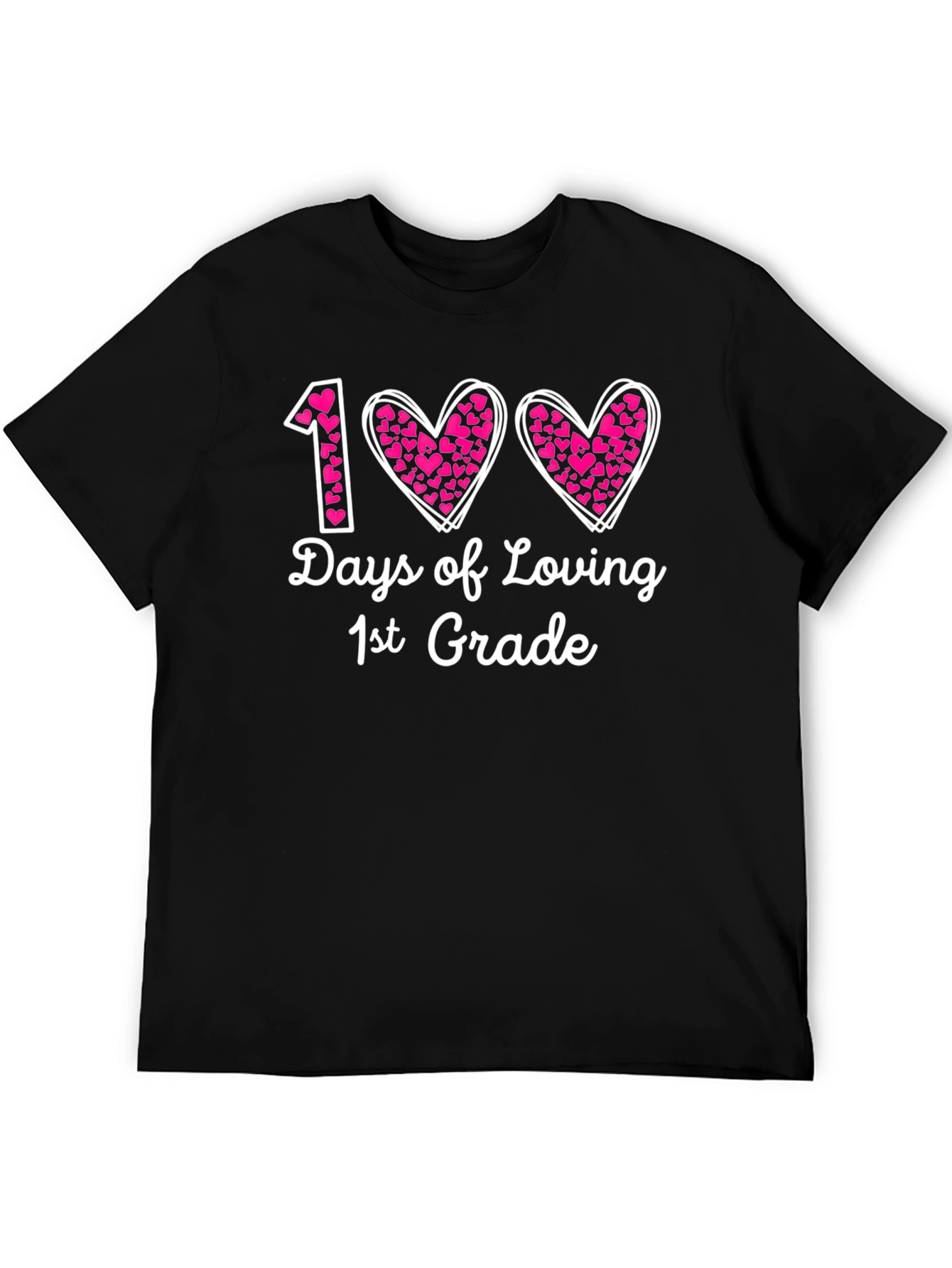 100 Days of Loving 1st Grade Black T-Shirt
