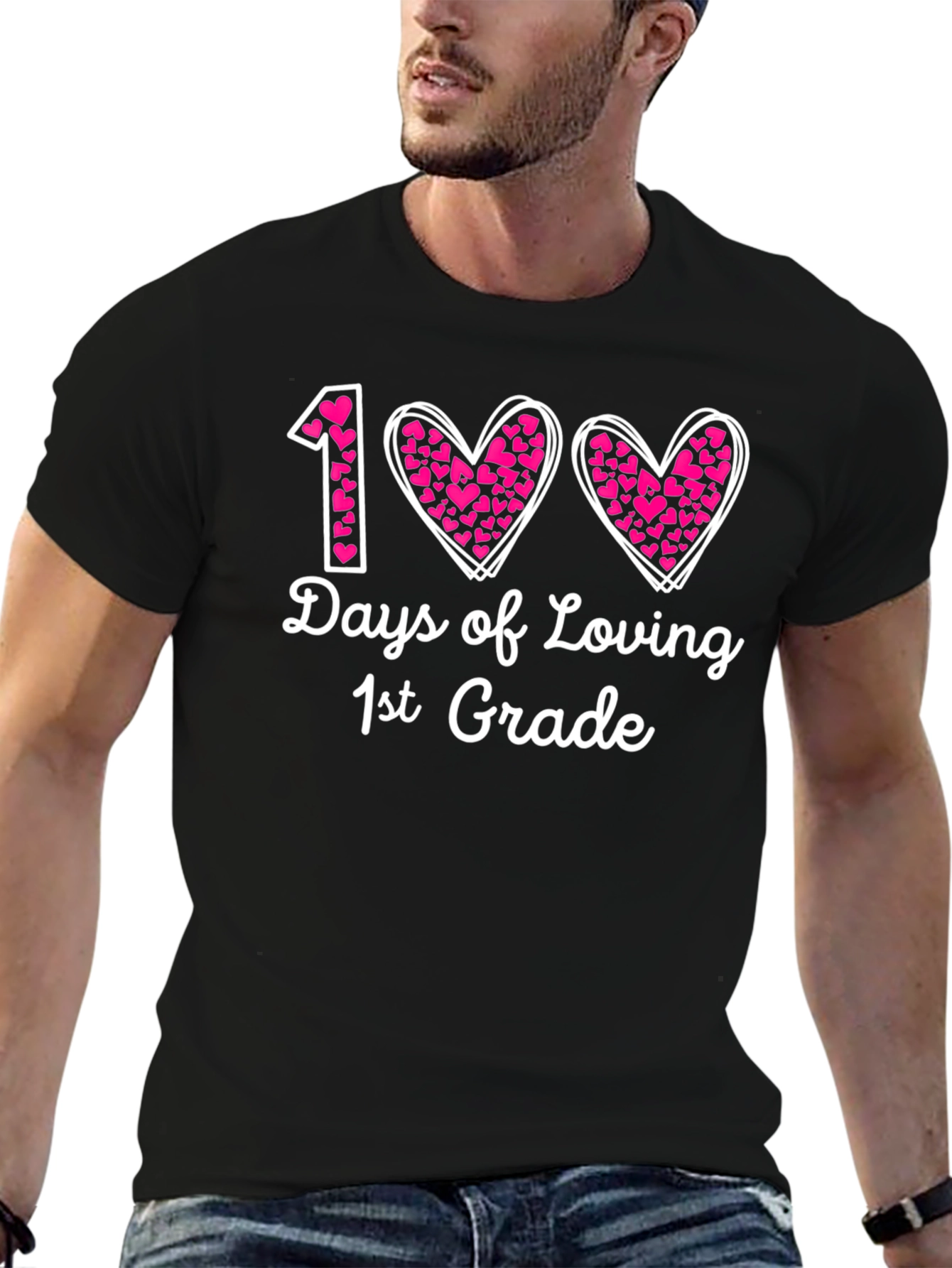 100 Days of Loving 1st Grade Black T-Shirt