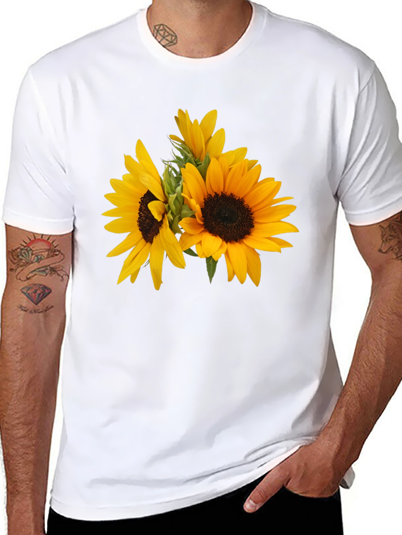 Sunflower Graphic T-Shirt - Stylish Black Tee