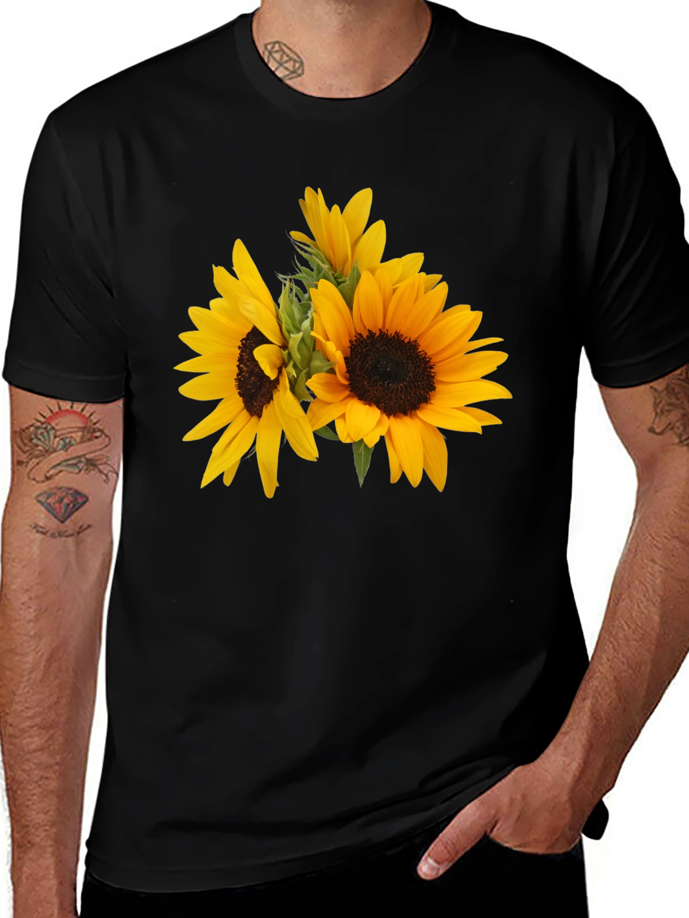 Sunflower Graphic T-Shirt - Stylish Black Tee