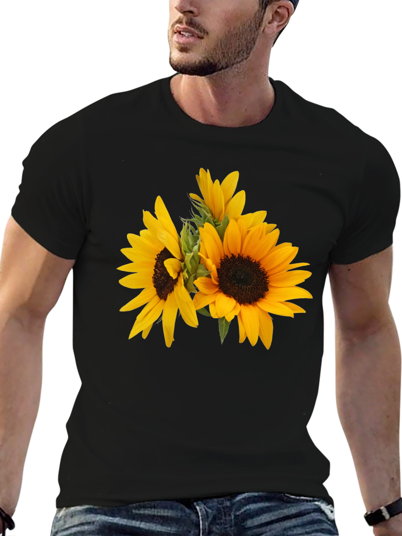 Sunflower Graphic T-Shirt - Stylish Black Tee