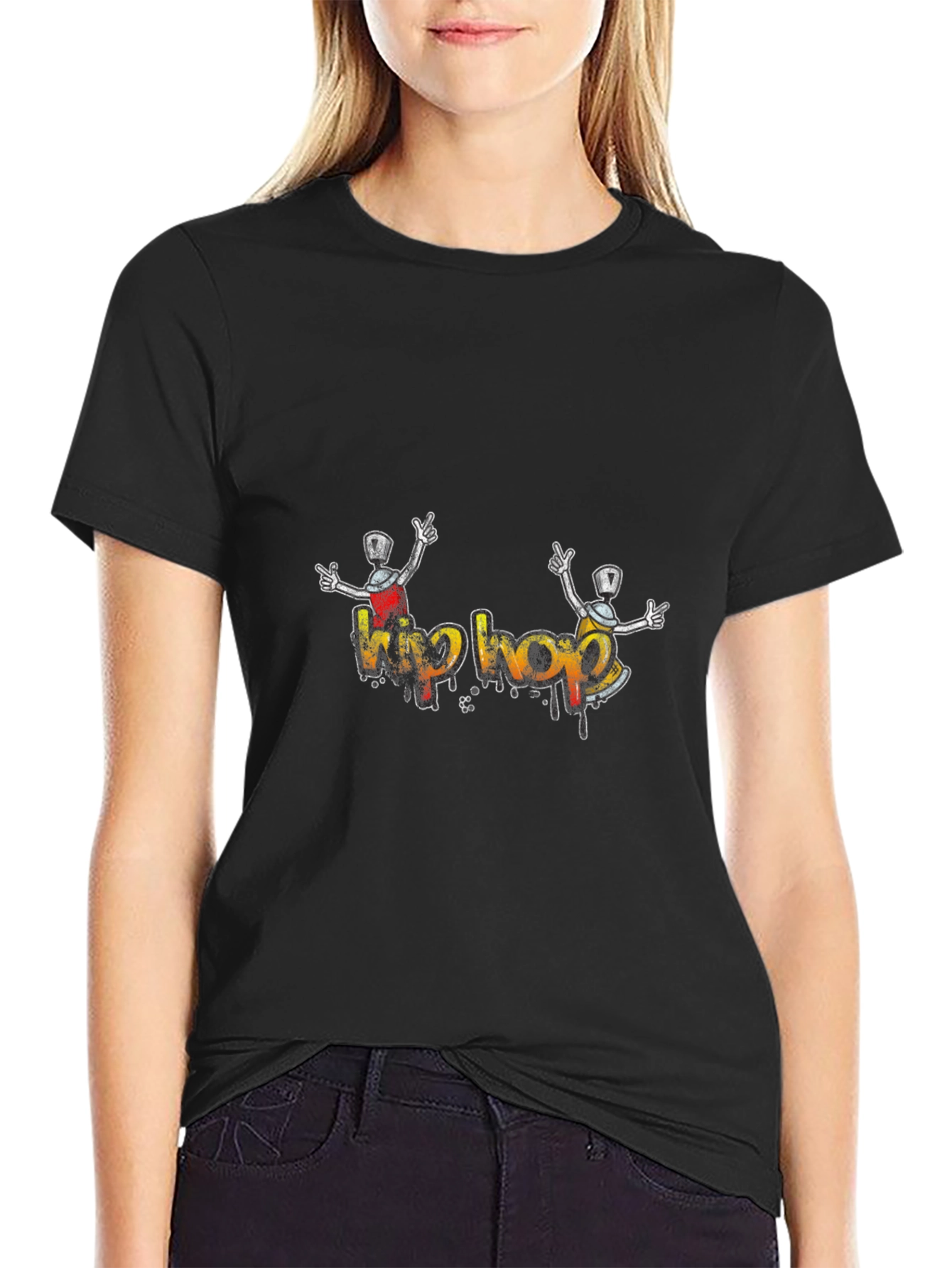 Hip Hop Graffiti Art Black T-Shirt