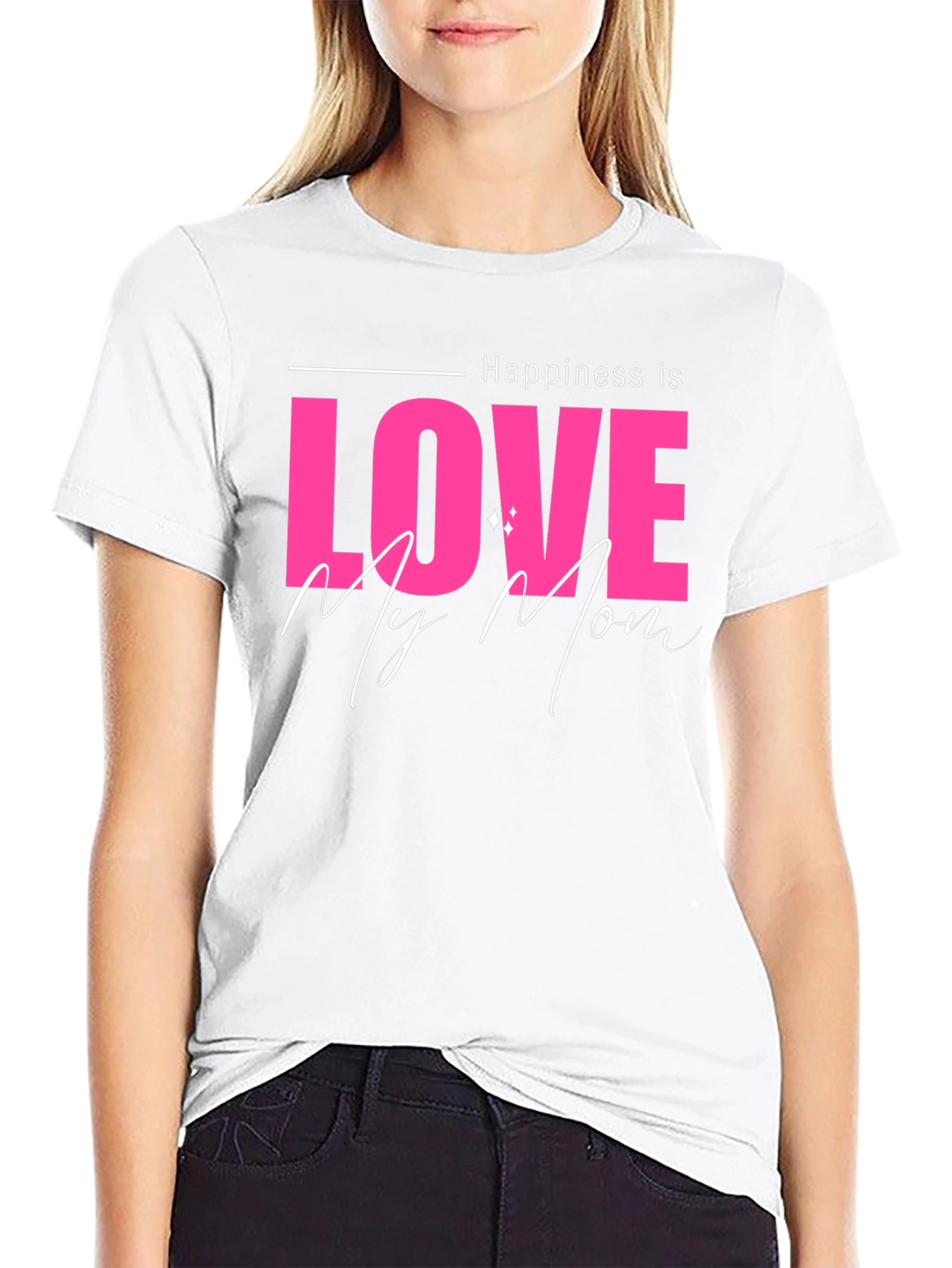 Happiness is Love My Mom Black T-Shirt