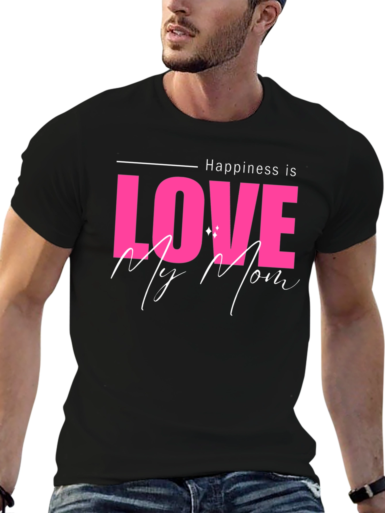 Happiness is Love My Mom Black T-Shirt