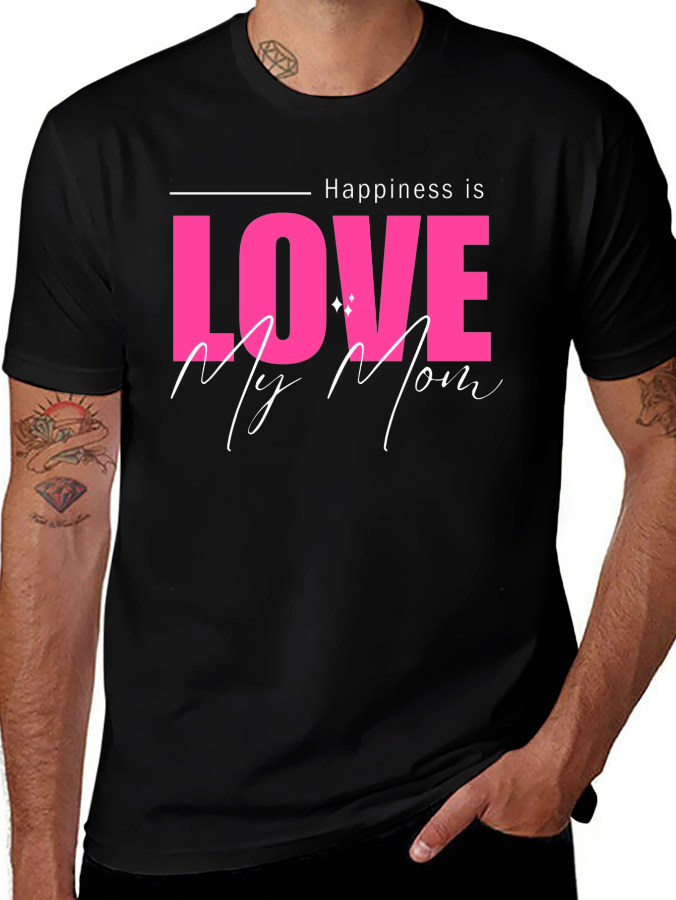 Happiness is Love My Mom Black T-Shirt