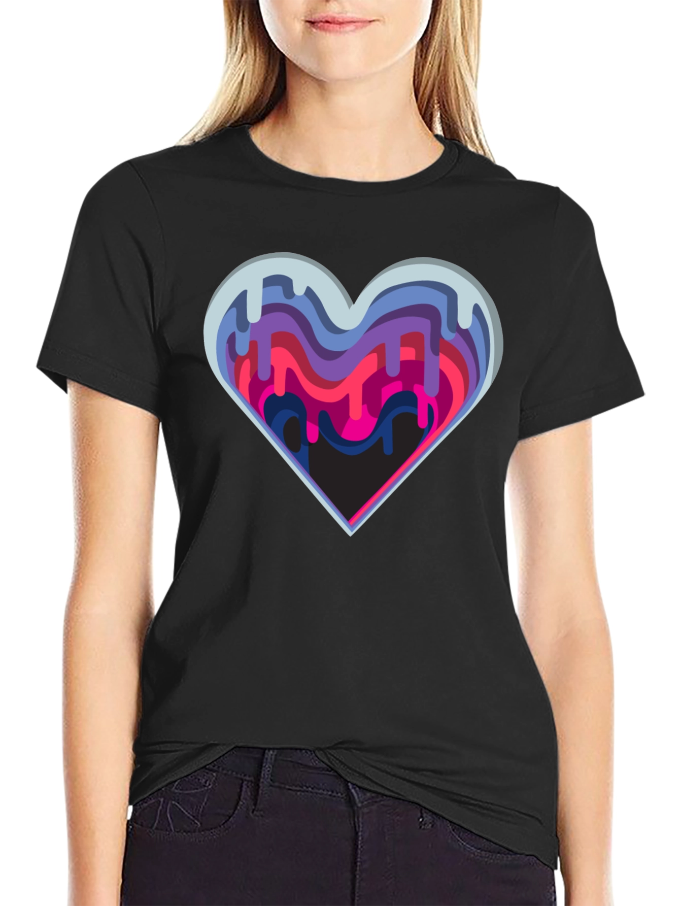 Abstract Drip Heart Graphic Tee - Stylish Modern Design
