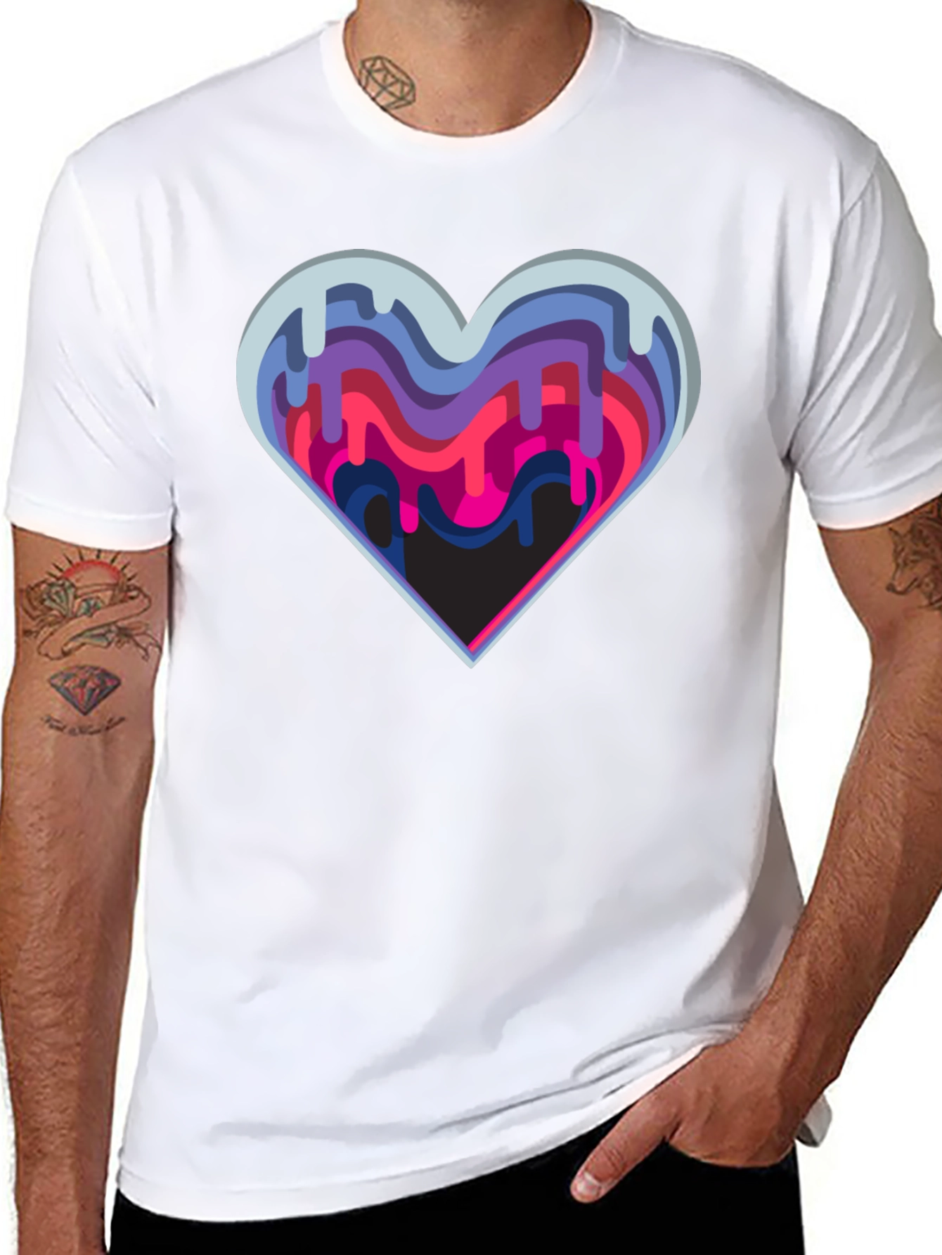 Abstract Drip Heart Graphic Tee - Stylish Modern Design
