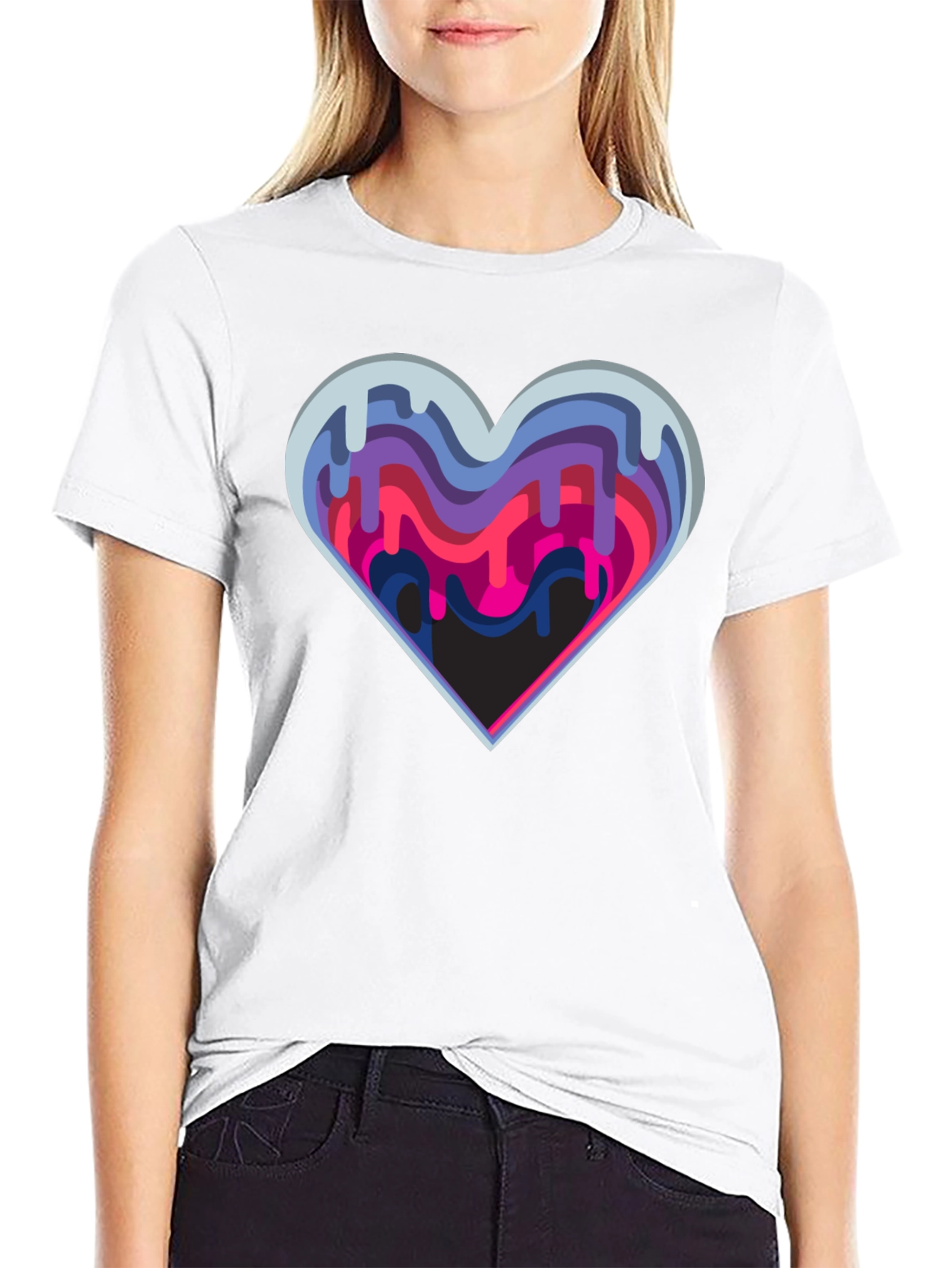 Abstract Drip Heart Graphic Tee - Stylish Modern Design