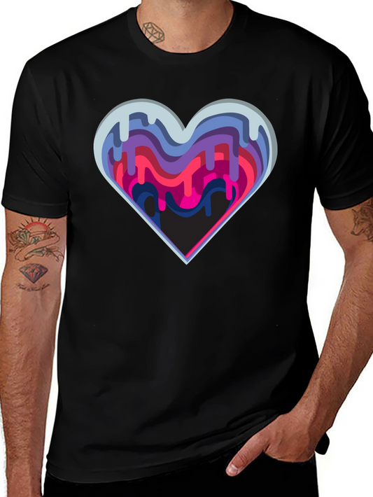 Abstract Drip Heart Graphic Tee - Stylish Modern Design
