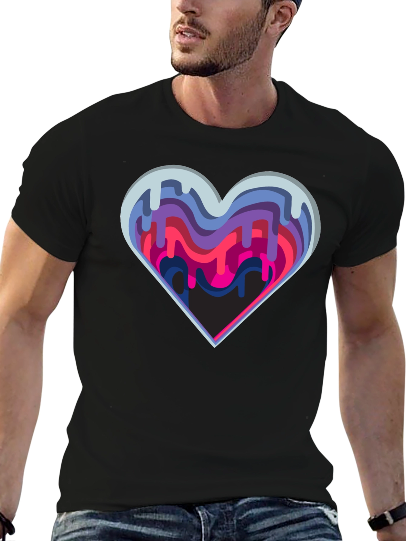 Abstract Drip Heart Graphic Tee - Stylish Modern Design