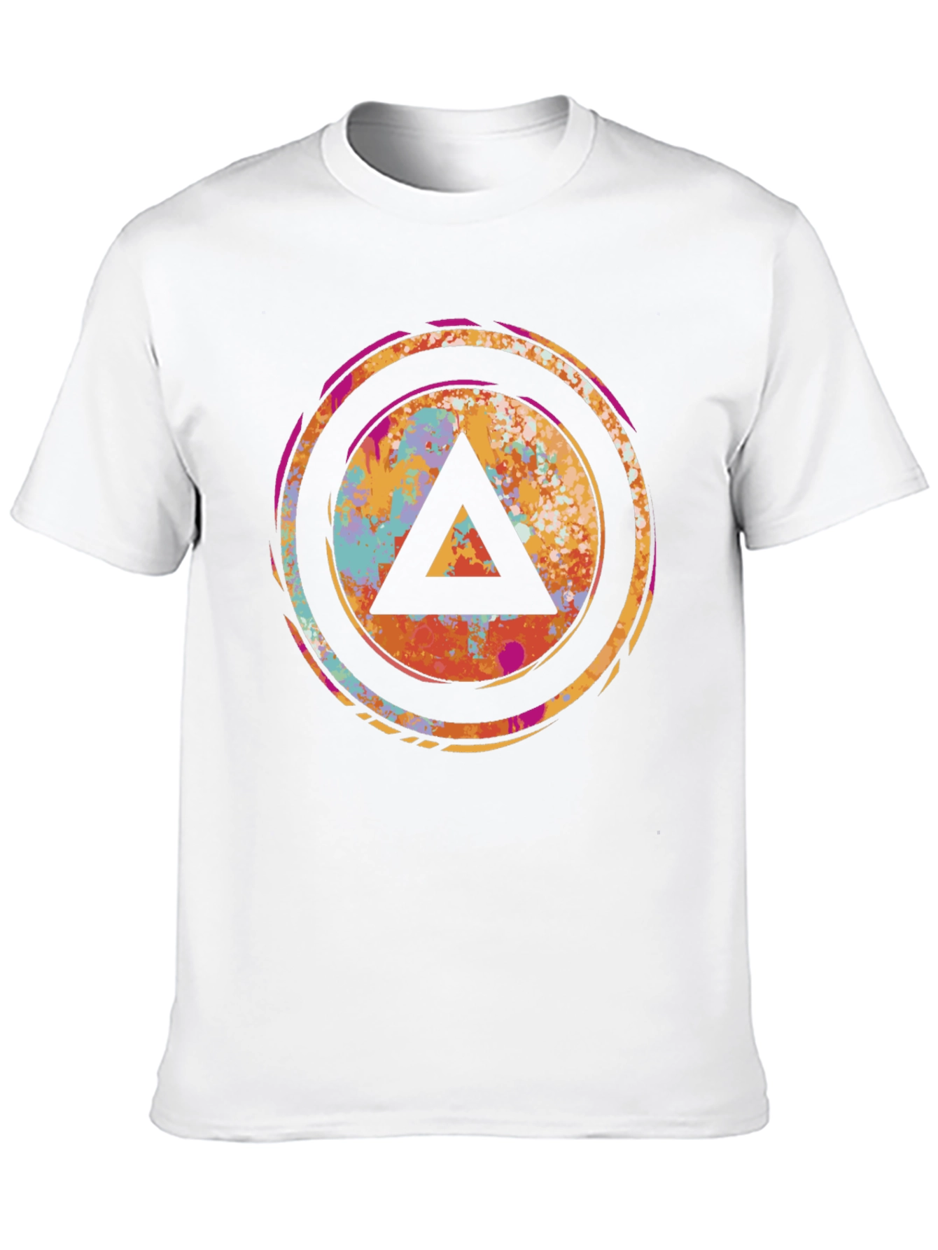 Abstract Triangle Graphic Tee - Black Cotton T-Shirt