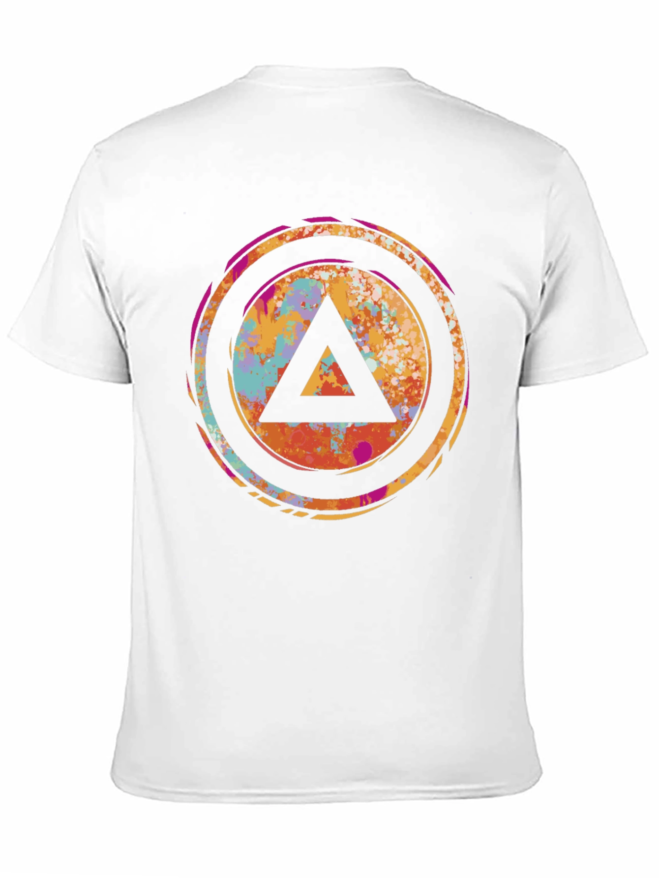 Abstract Triangle Graphic Tee - Black Cotton T-Shirt