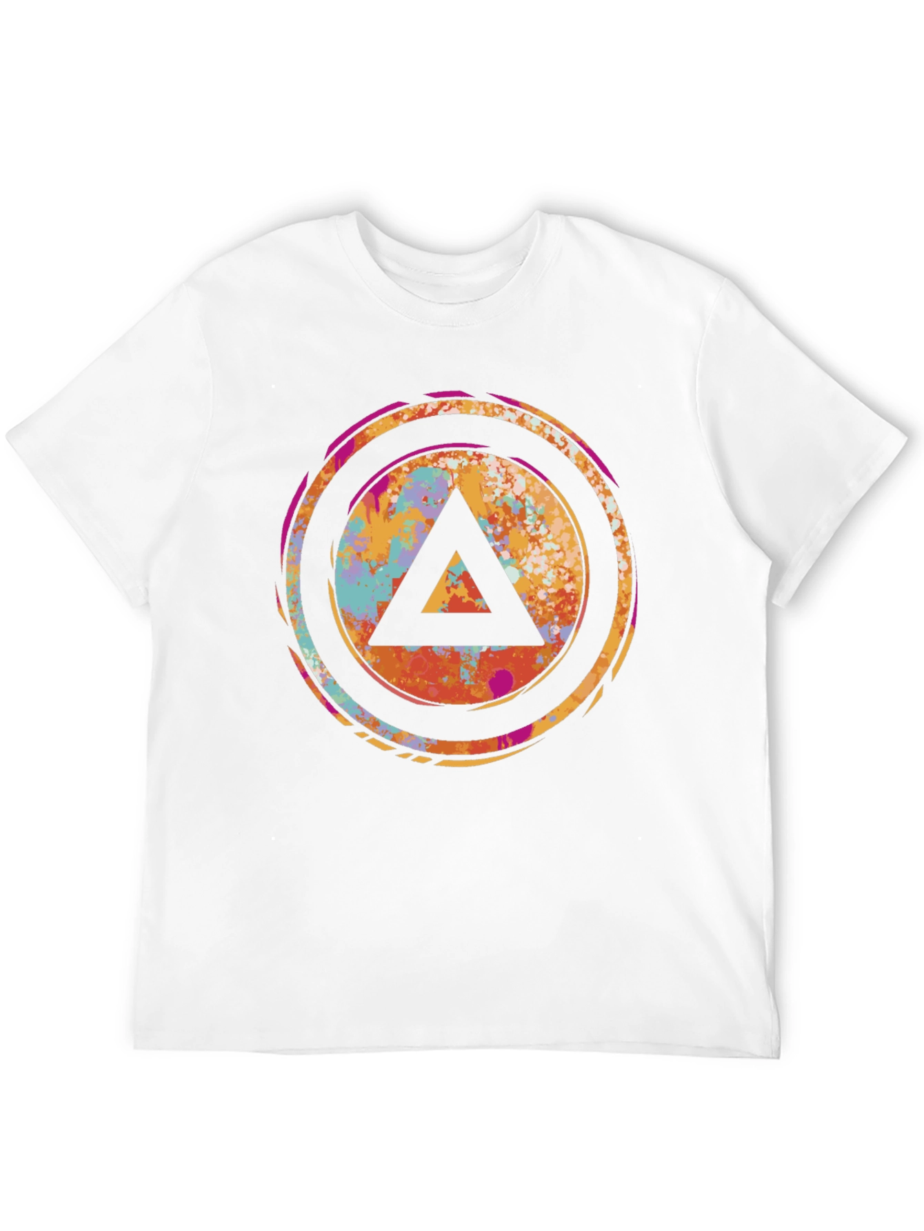 Abstract Triangle Graphic Tee - Black Cotton T-Shirt