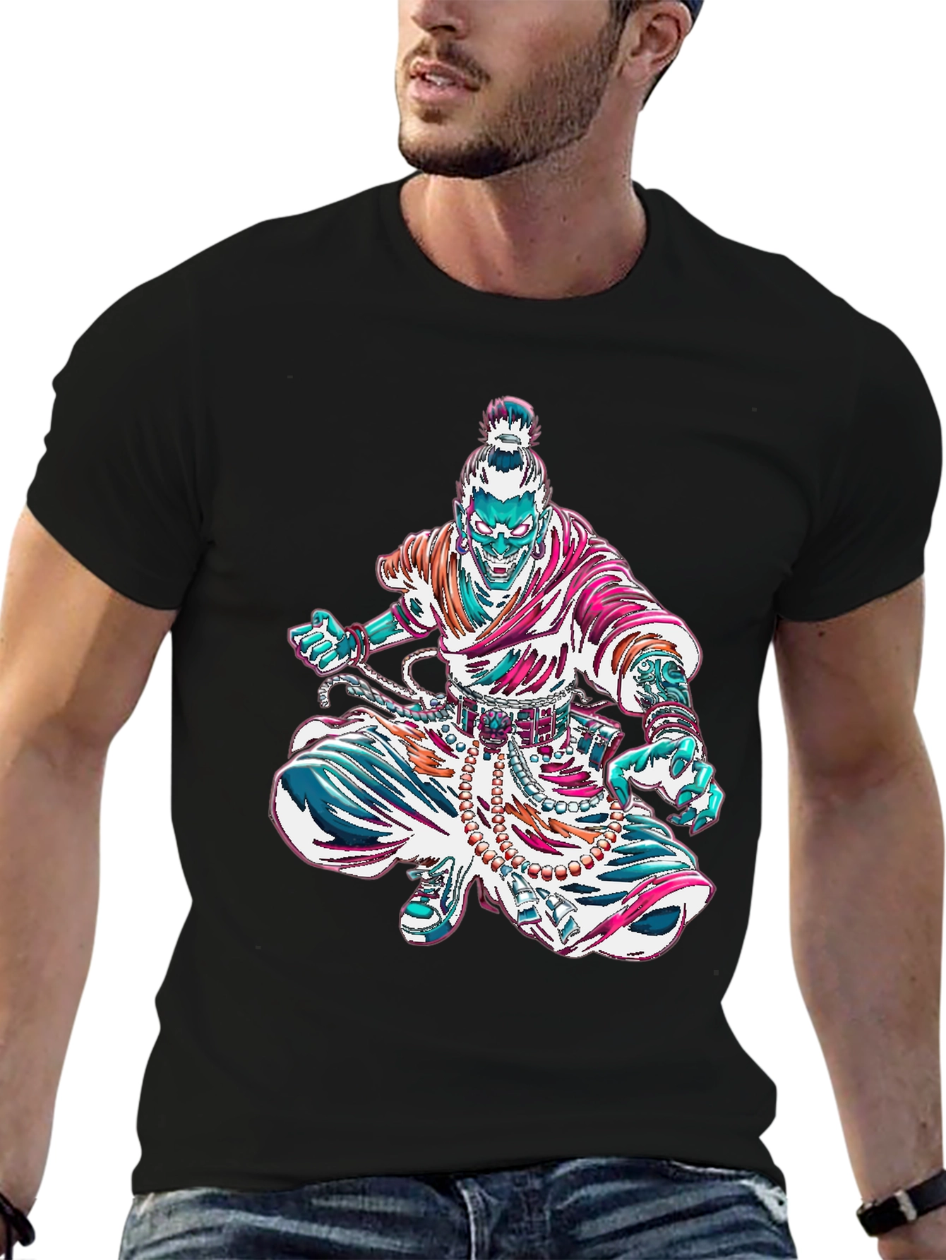 Graphic Monk Tee - Unique Art Design