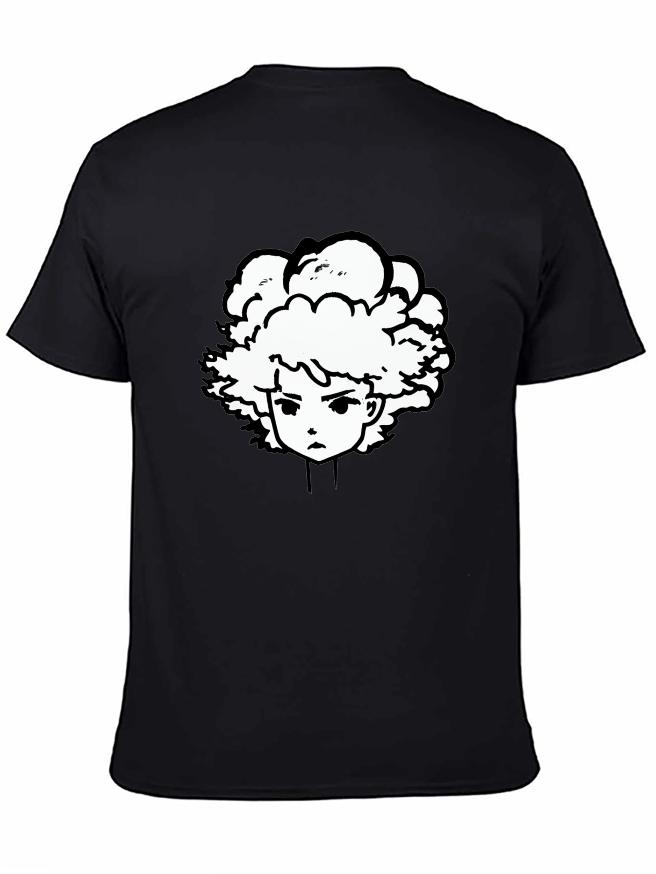 Anime Graphic Tee - Black Cotton Blend T-Shirt