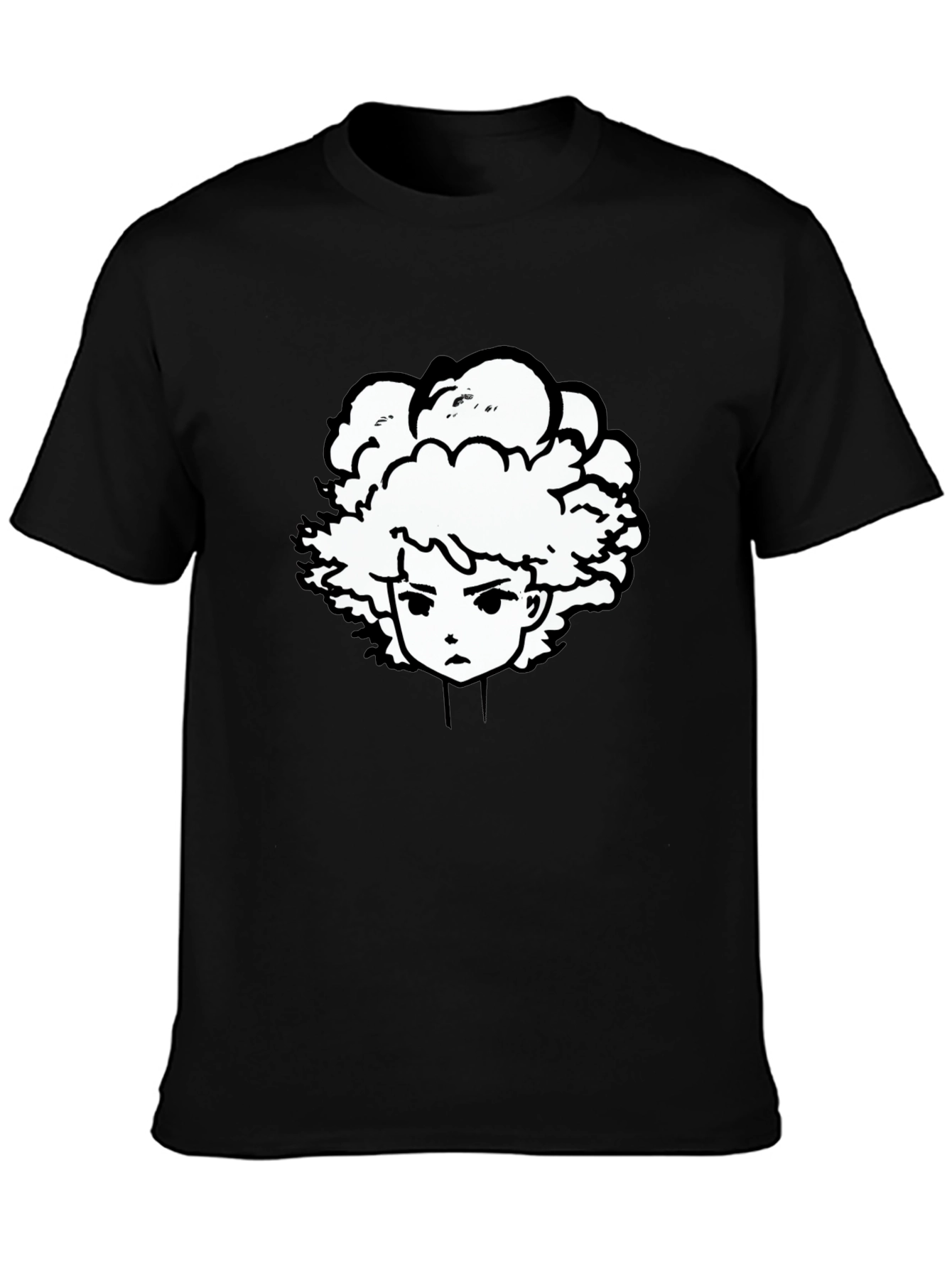 Anime Graphic Tee - Black Cotton Blend T-Shirt
