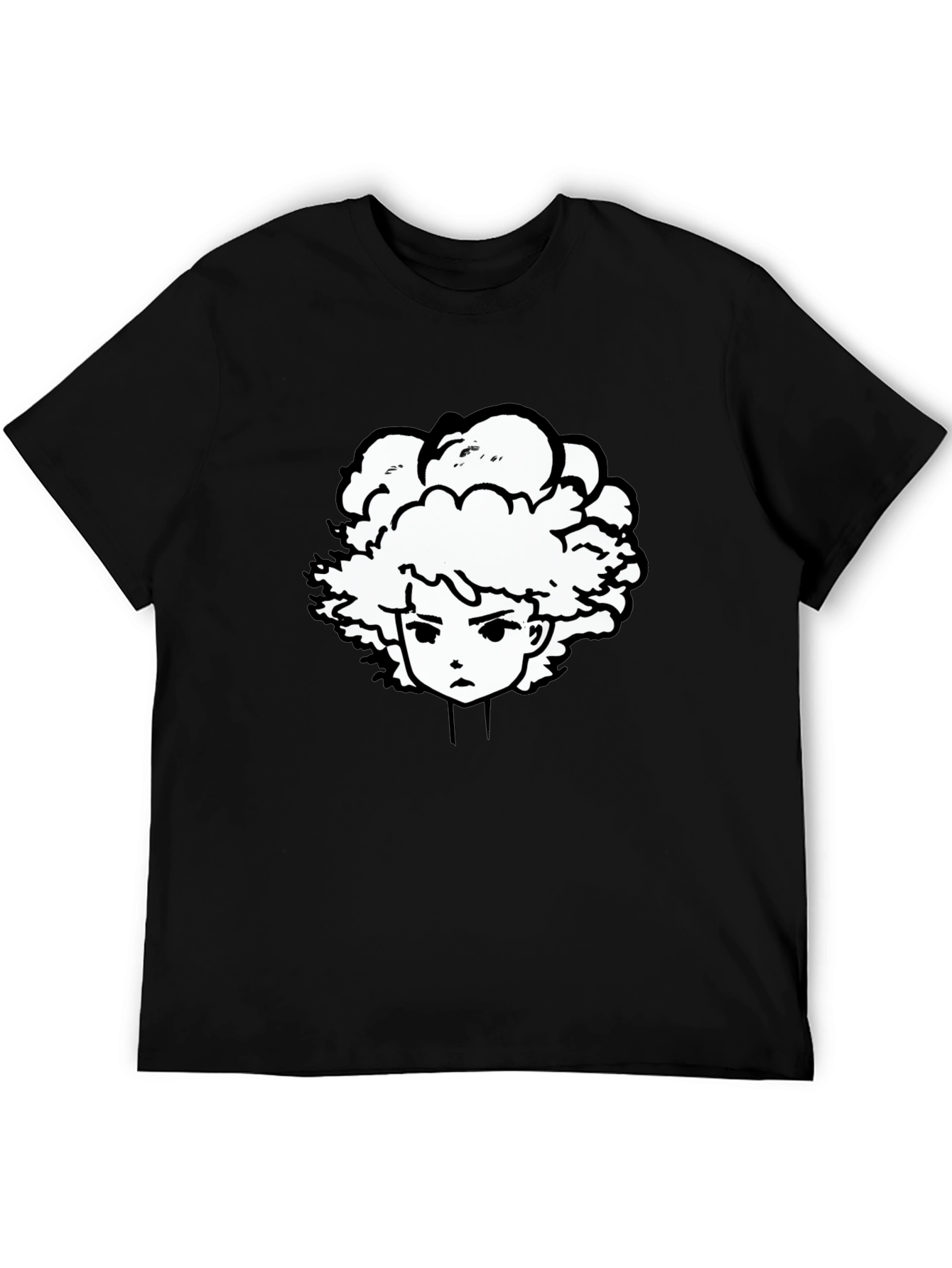 Anime Graphic Tee - Black Cotton Blend T-Shirt