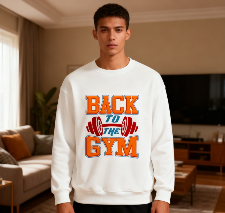 Bold Gym-Inspired Dumbbell Print Sweatshirt