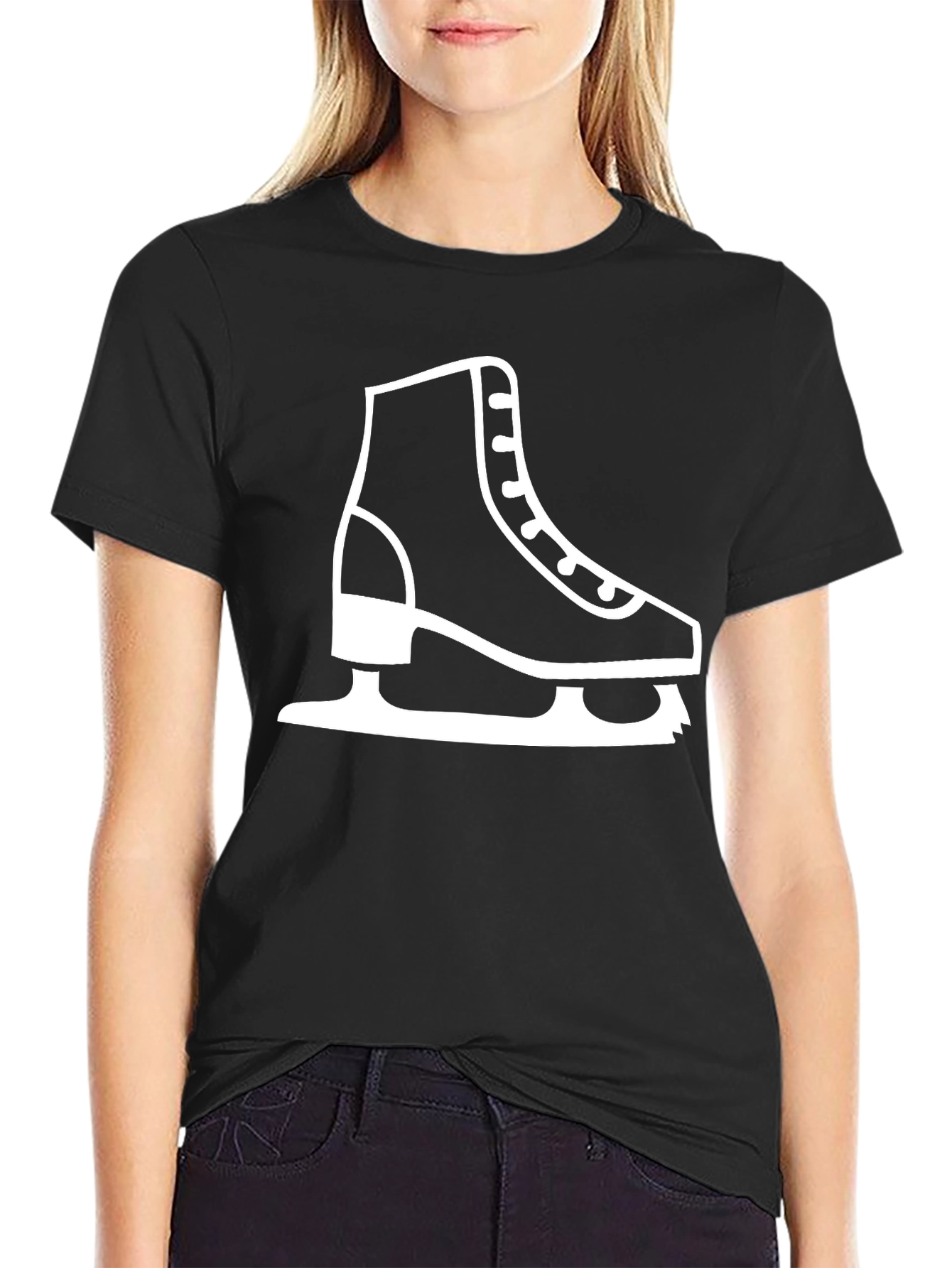 Ice Skate Graphic Tee - Black Cotton T-Shirt