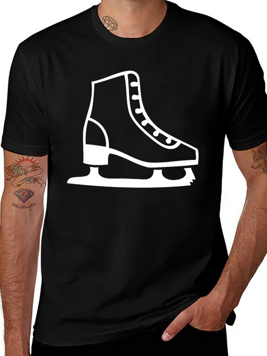 Ice Skate Graphic Tee - Black Cotton T-Shirt