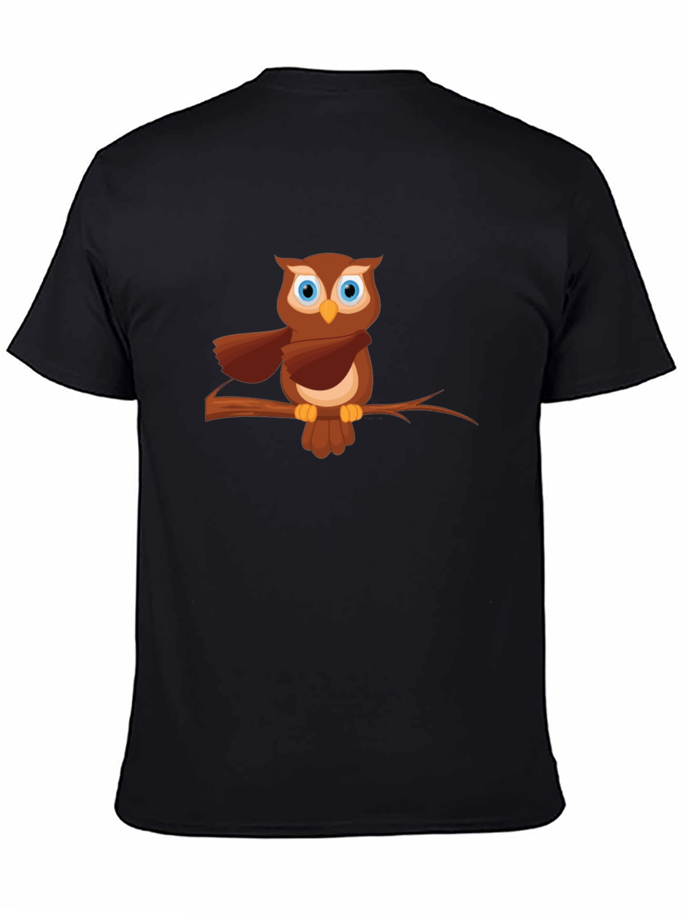 Owl on Branch Graphic Tee - Mens Black T-Shirt