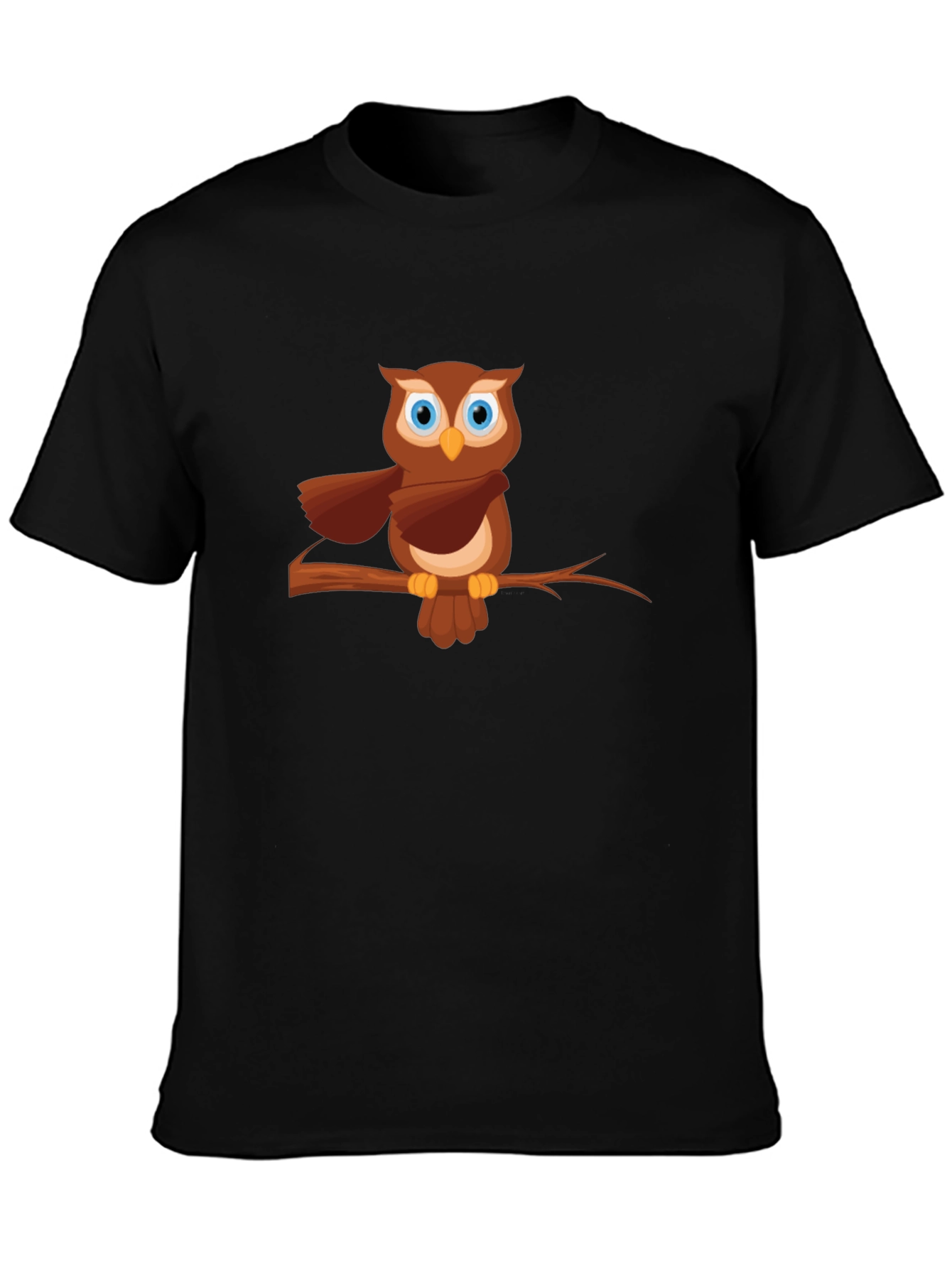 Owl on Branch Graphic Tee - Mens Black T-Shirt