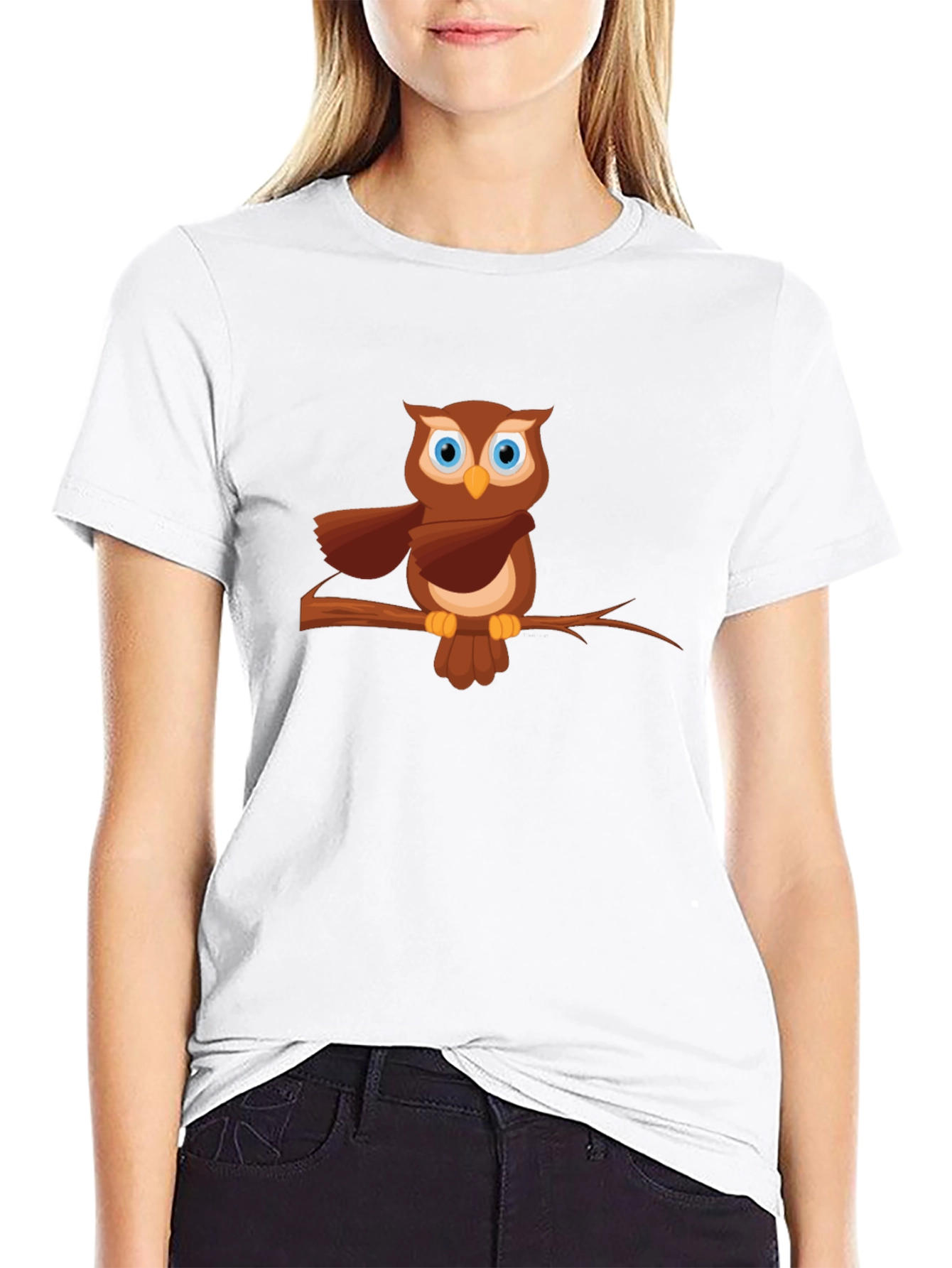 Owl on Branch Graphic Tee - Mens Black T-Shirt