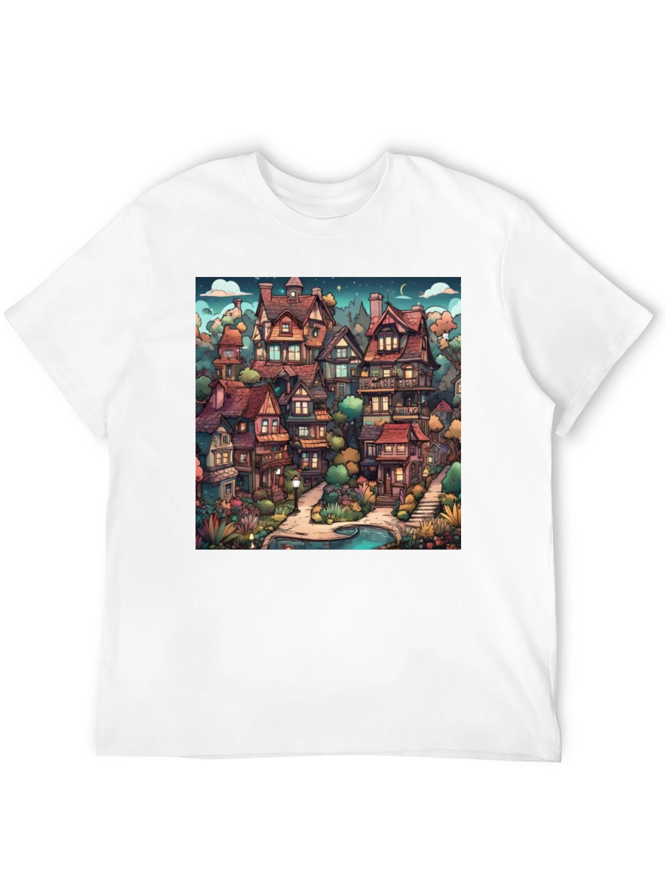 Cartoon Village Graphic Tee