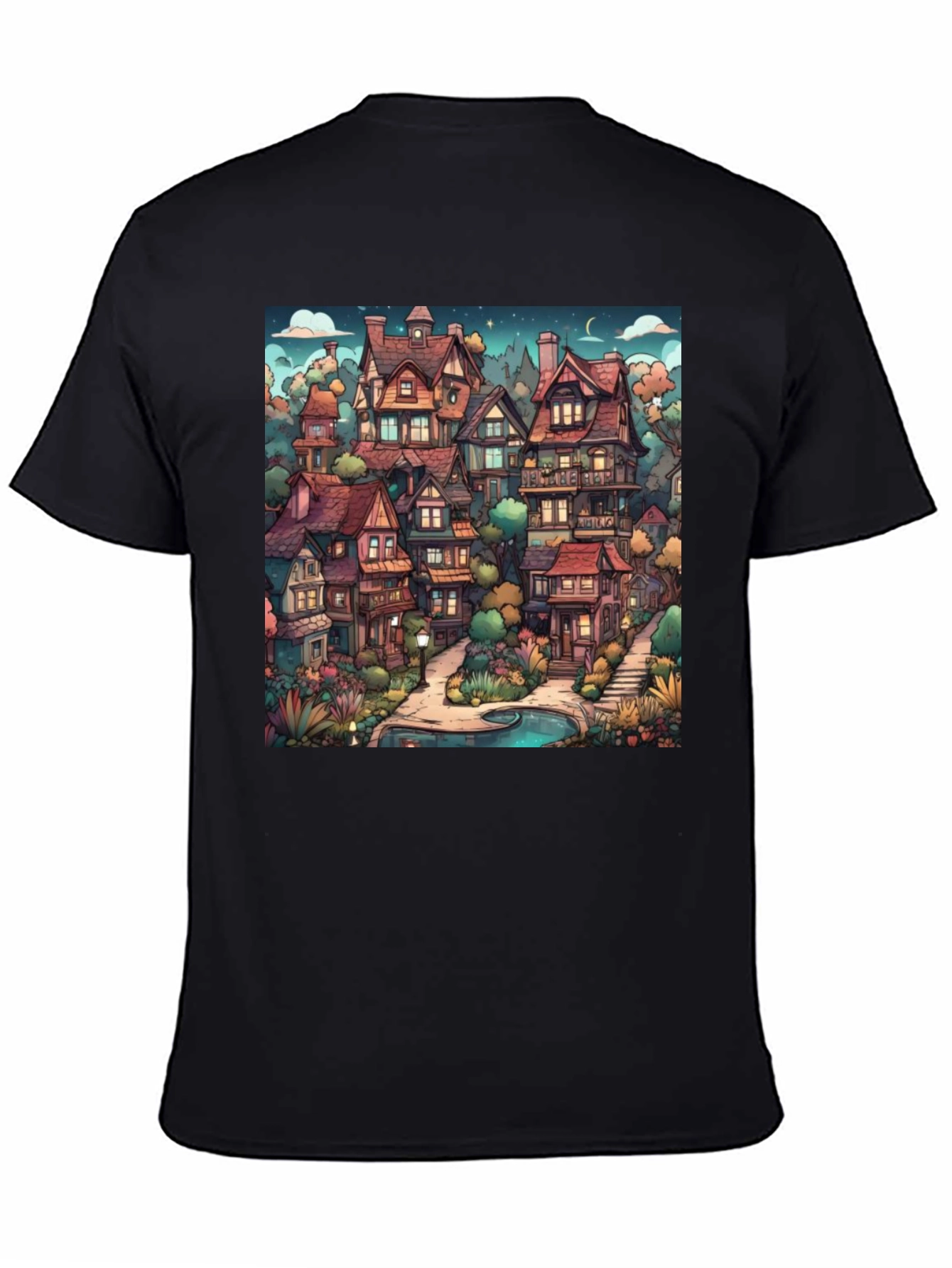 Cartoon Village Graphic Tee