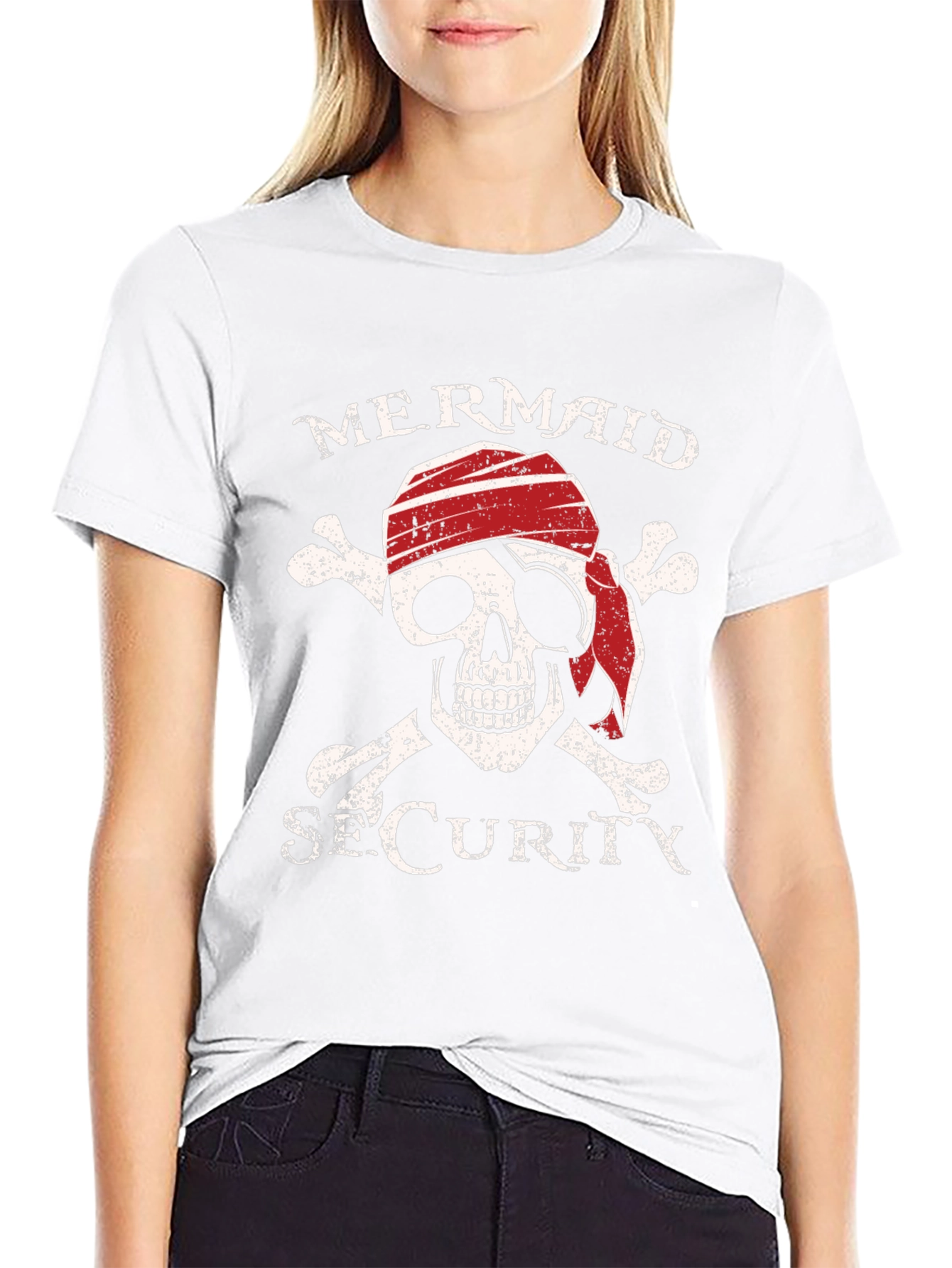 Mermaid Security Pirate Skull Graphic T-Shirt