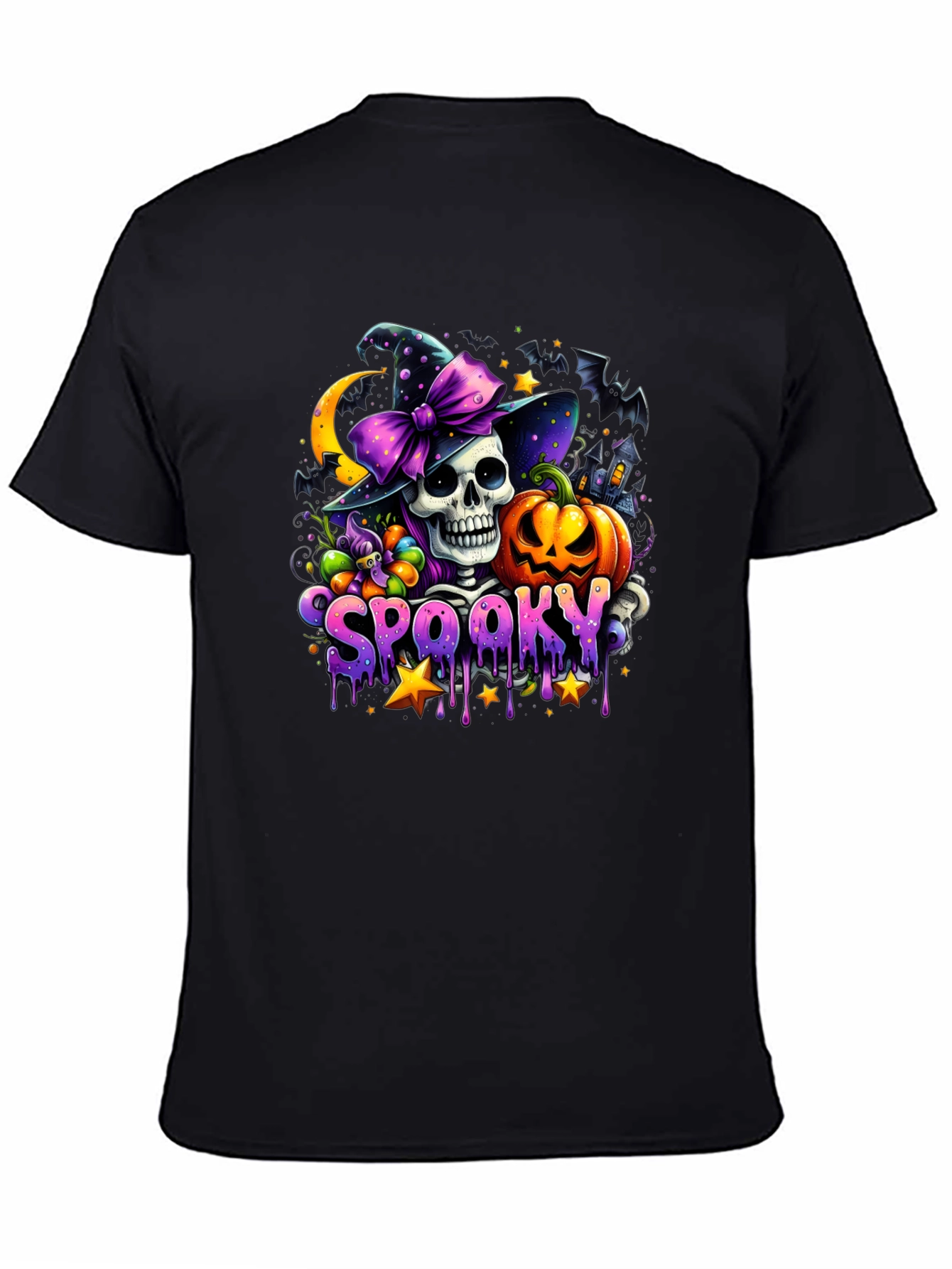 Spooky Halloween T-Shirt - Skull Pumpkin Witch