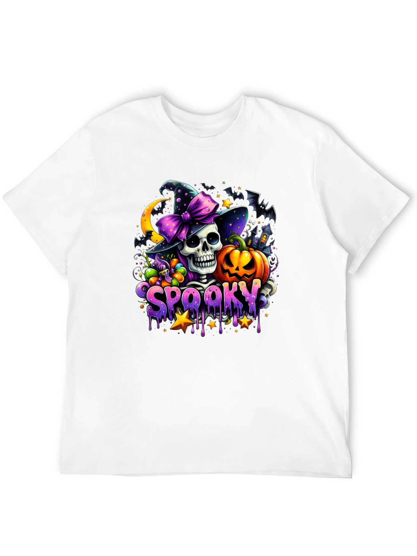 Spooky Halloween T-Shirt - Skull Pumpkin Witch